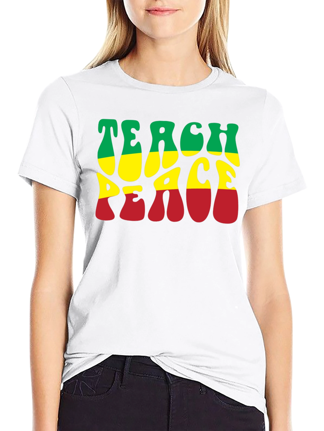 Teach Peace Rasta T-Shirt - Black Graphic Tee