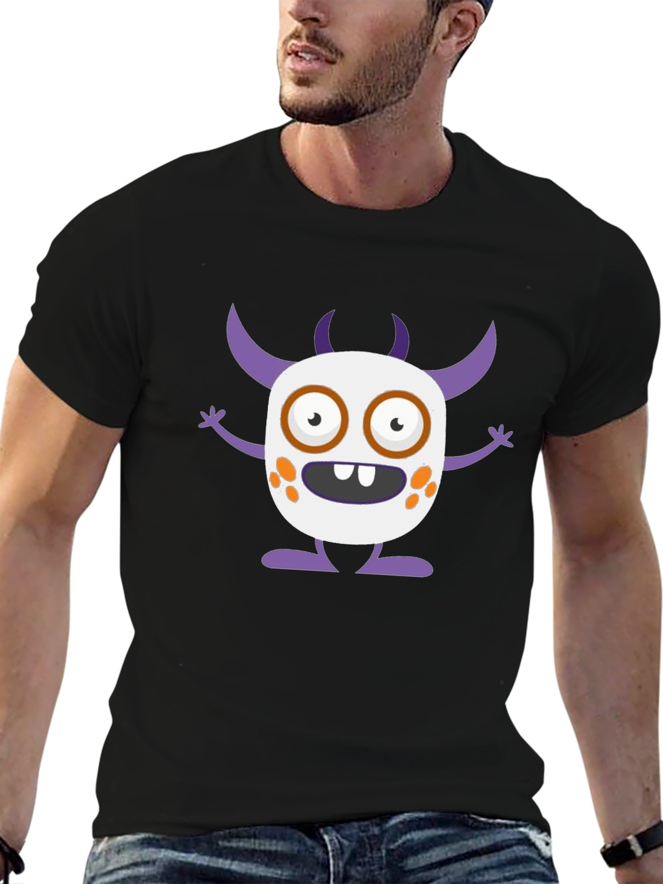 Fun Monster Graphic Tee - Black Cotton T-Shirt