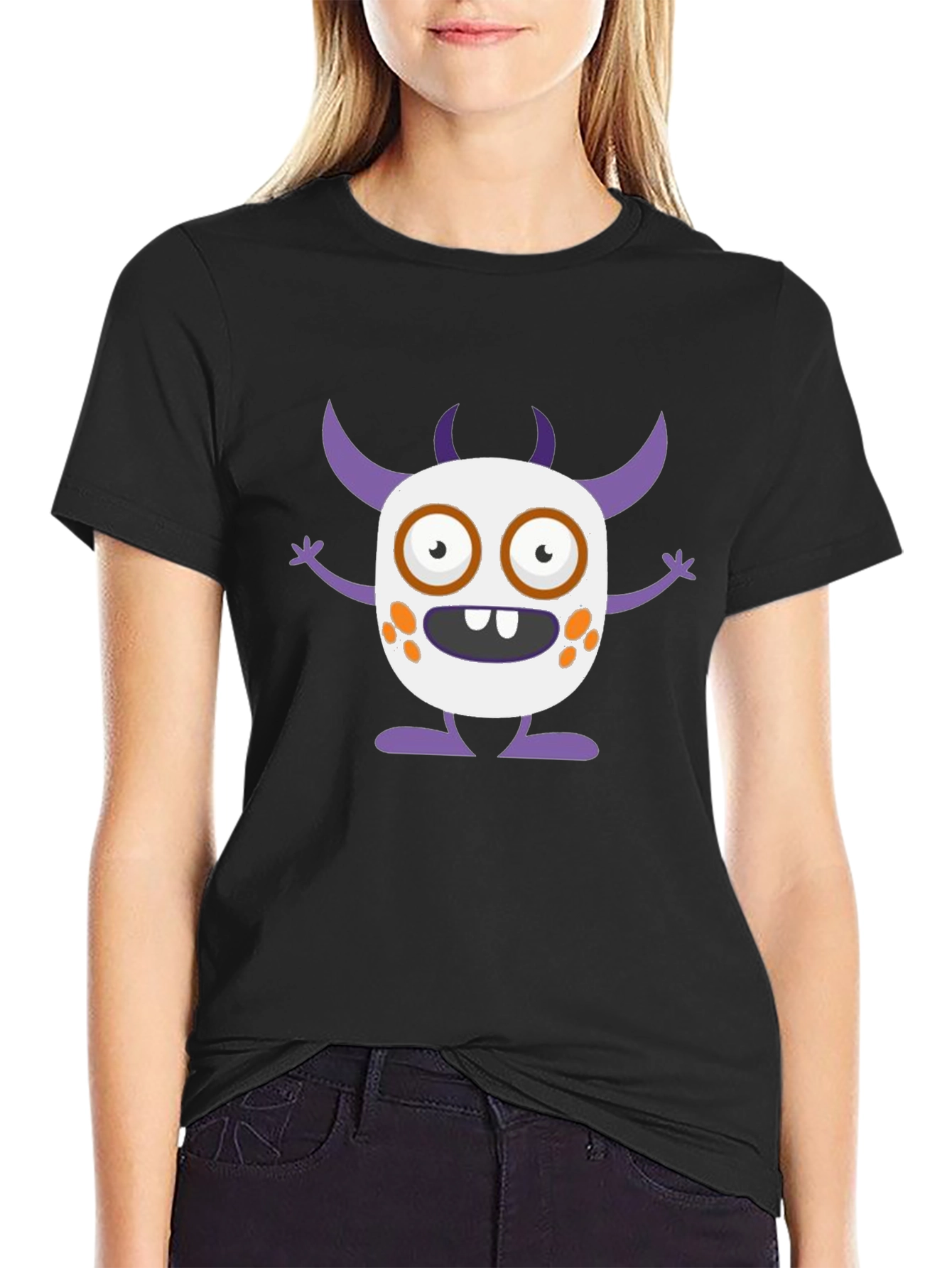 Fun Monster Graphic Tee - Black Cotton T-Shirt