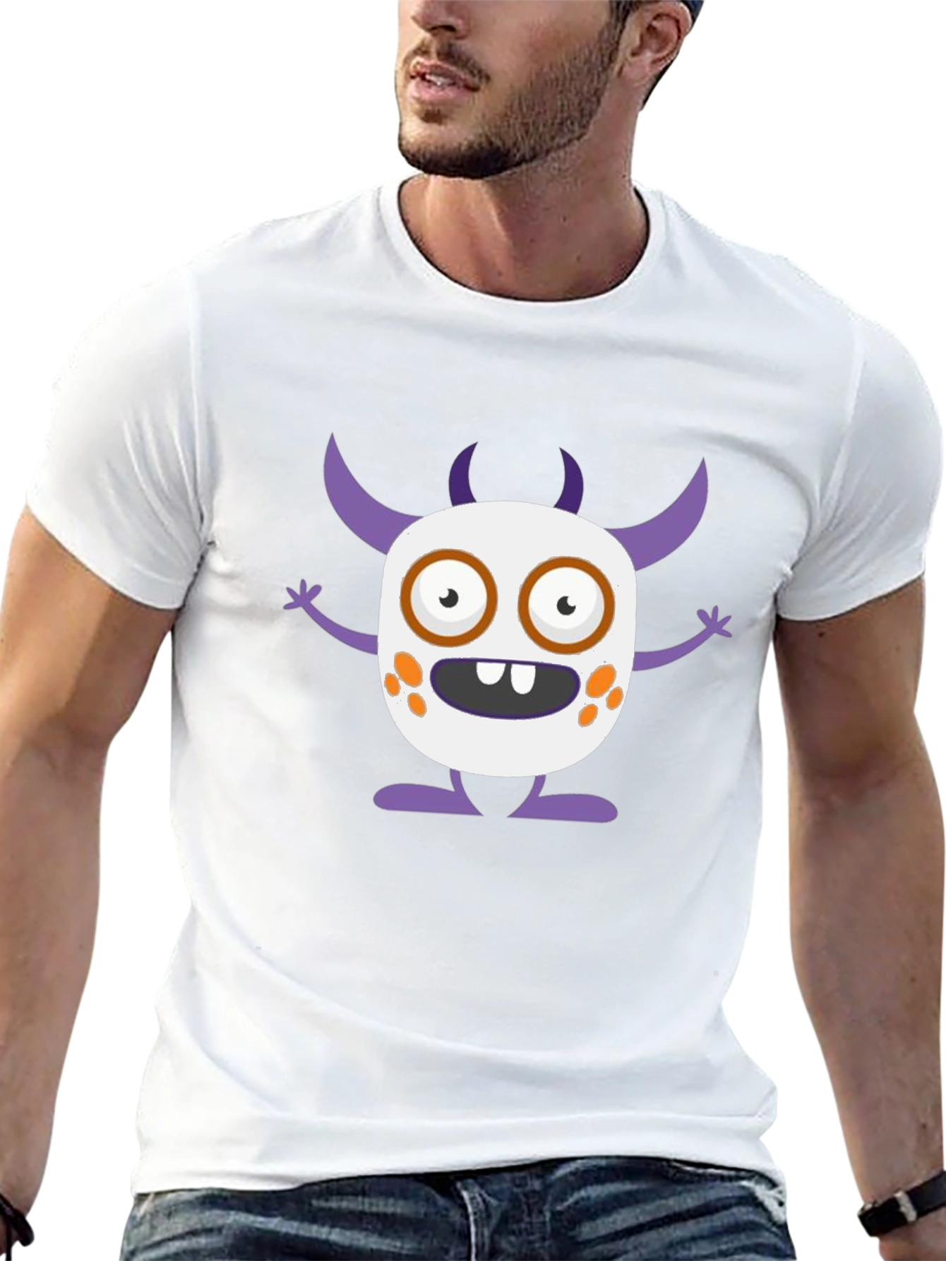 Fun Monster Graphic Tee - Black Cotton T-Shirt