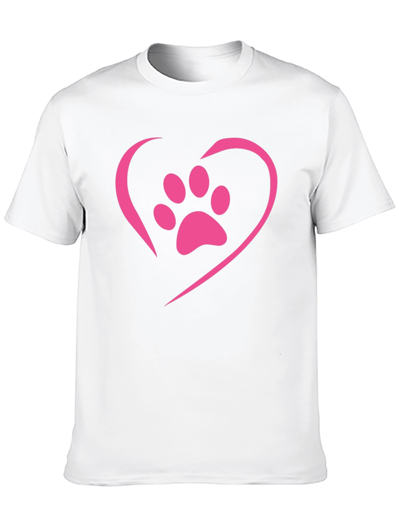 Paw Print Heart T-Shirt - Black Casual Tee