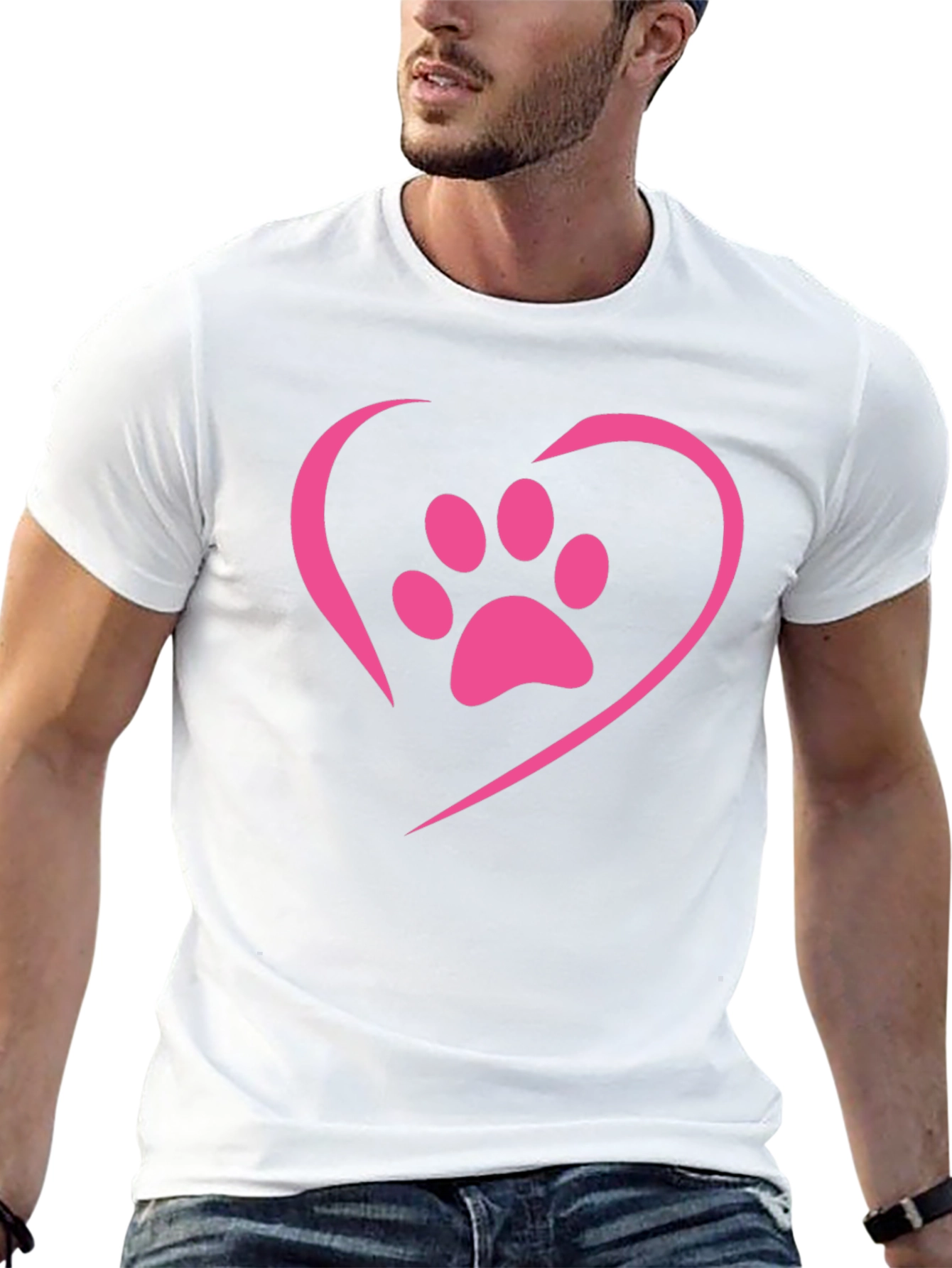 Paw Print Heart T-Shirt - Black Casual Tee