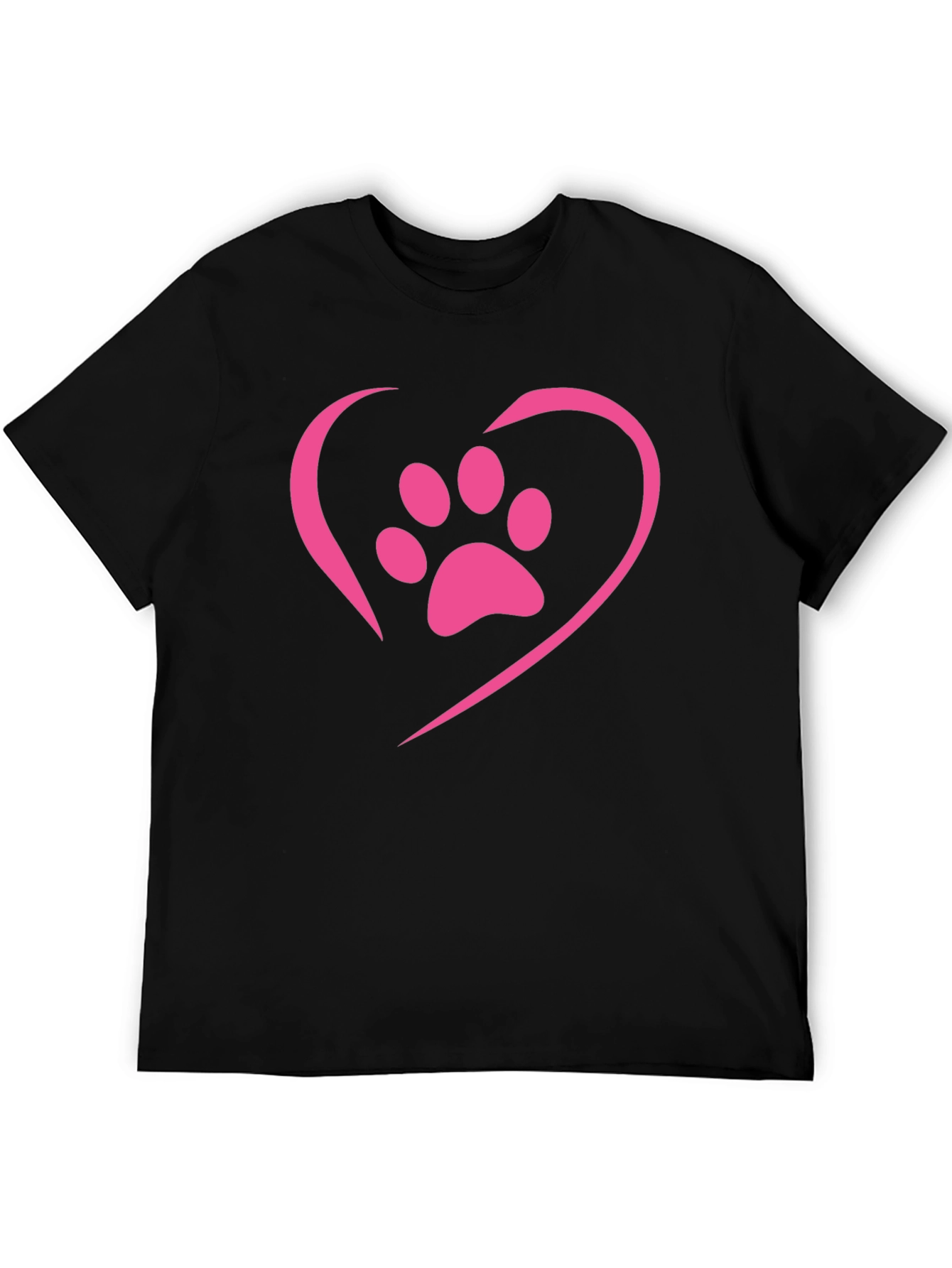 Paw Print Heart T-Shirt - Black Casual Tee
