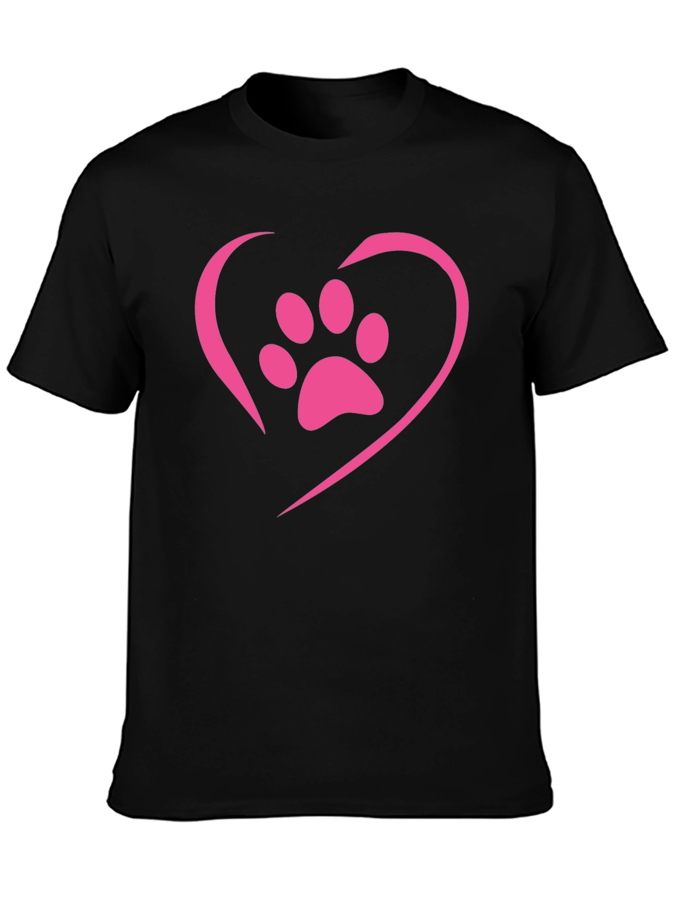 Paw Print Heart T-Shirt - Black Casual Tee
