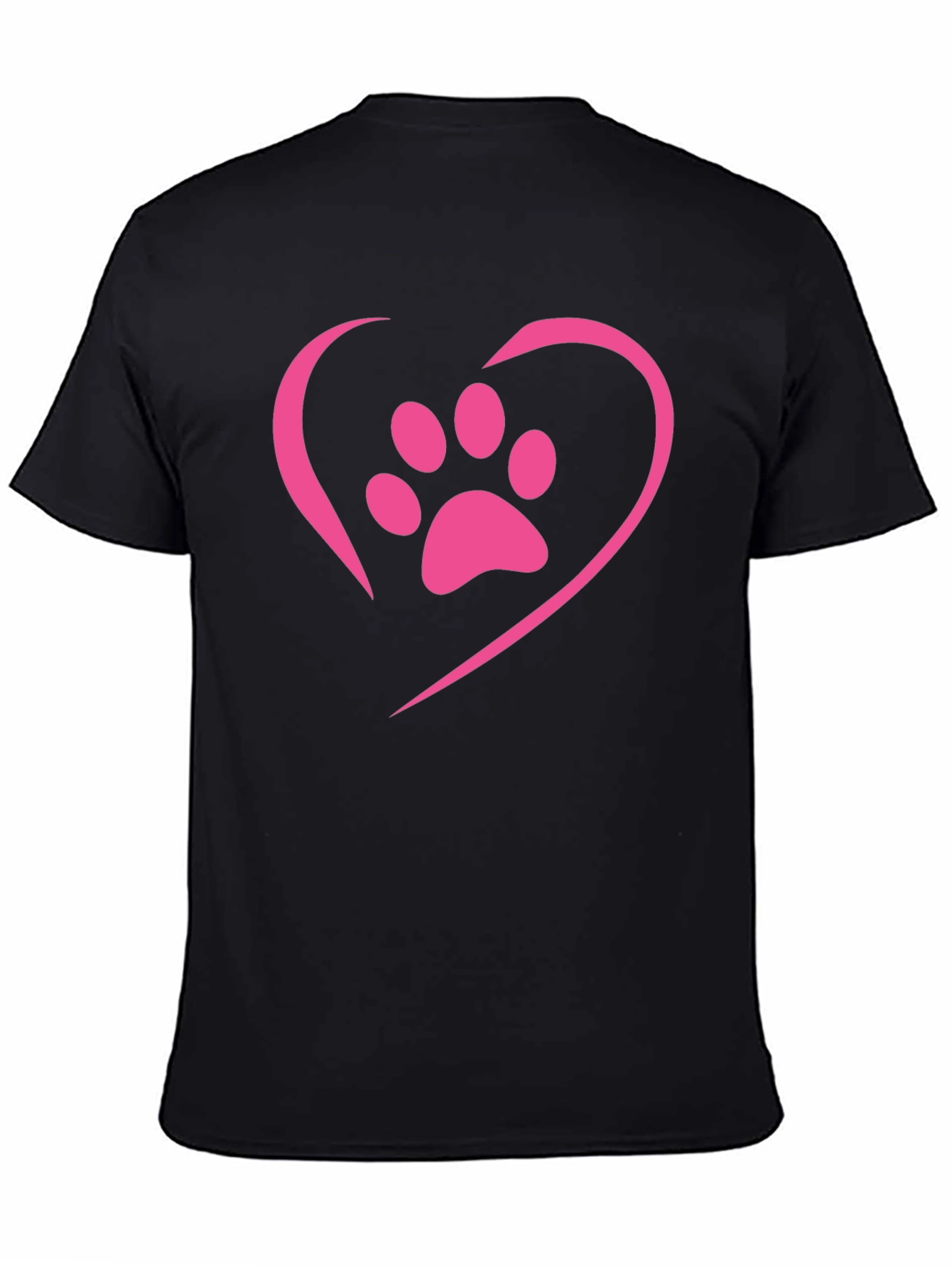Paw Print Heart T-Shirt - Black Casual Tee