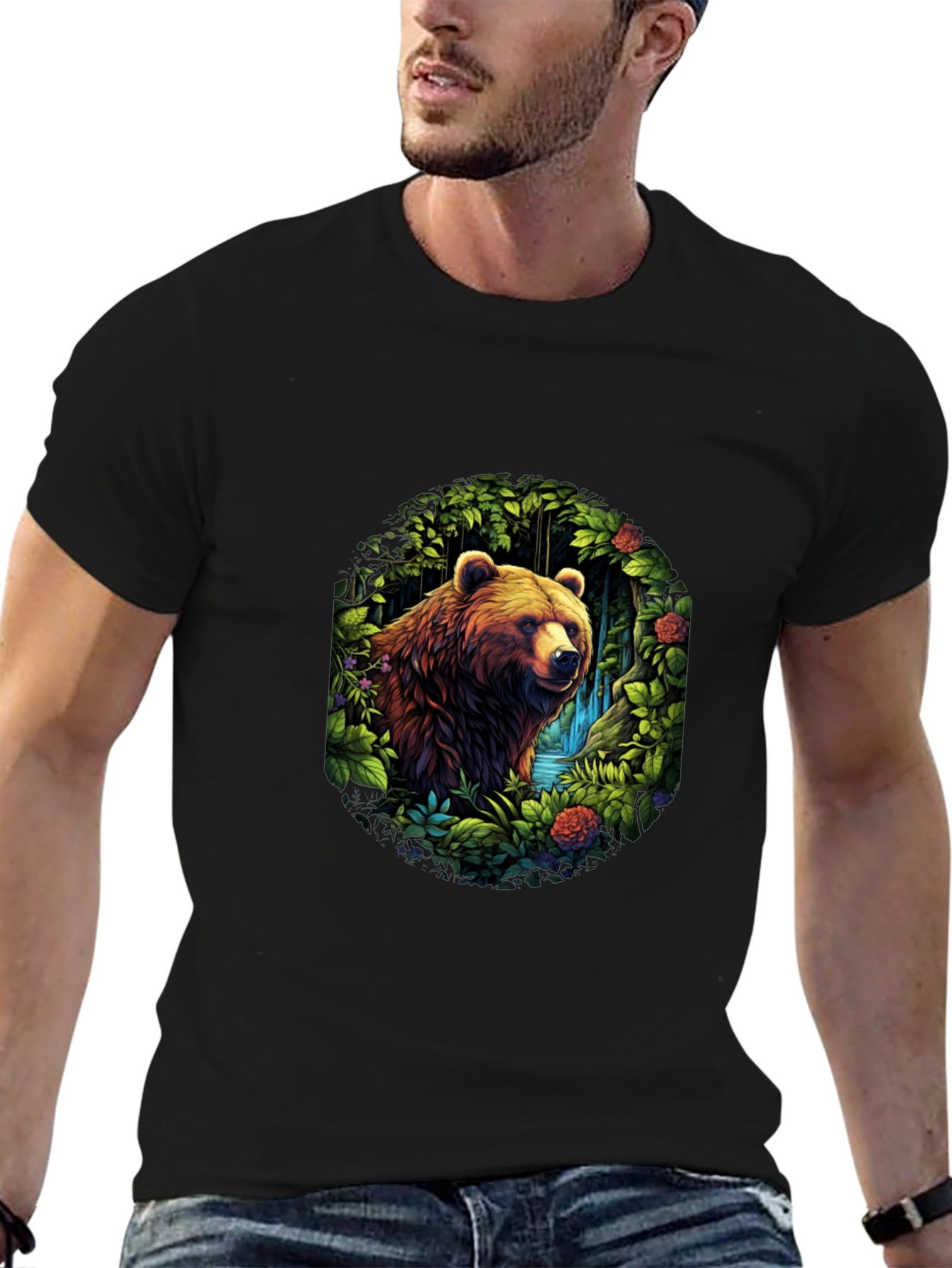 Bear in Forest T-Shirt - Nature Inspired Design