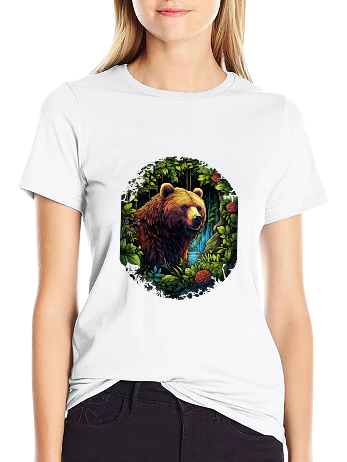 Bear in Forest T-Shirt - Nature Inspired Design