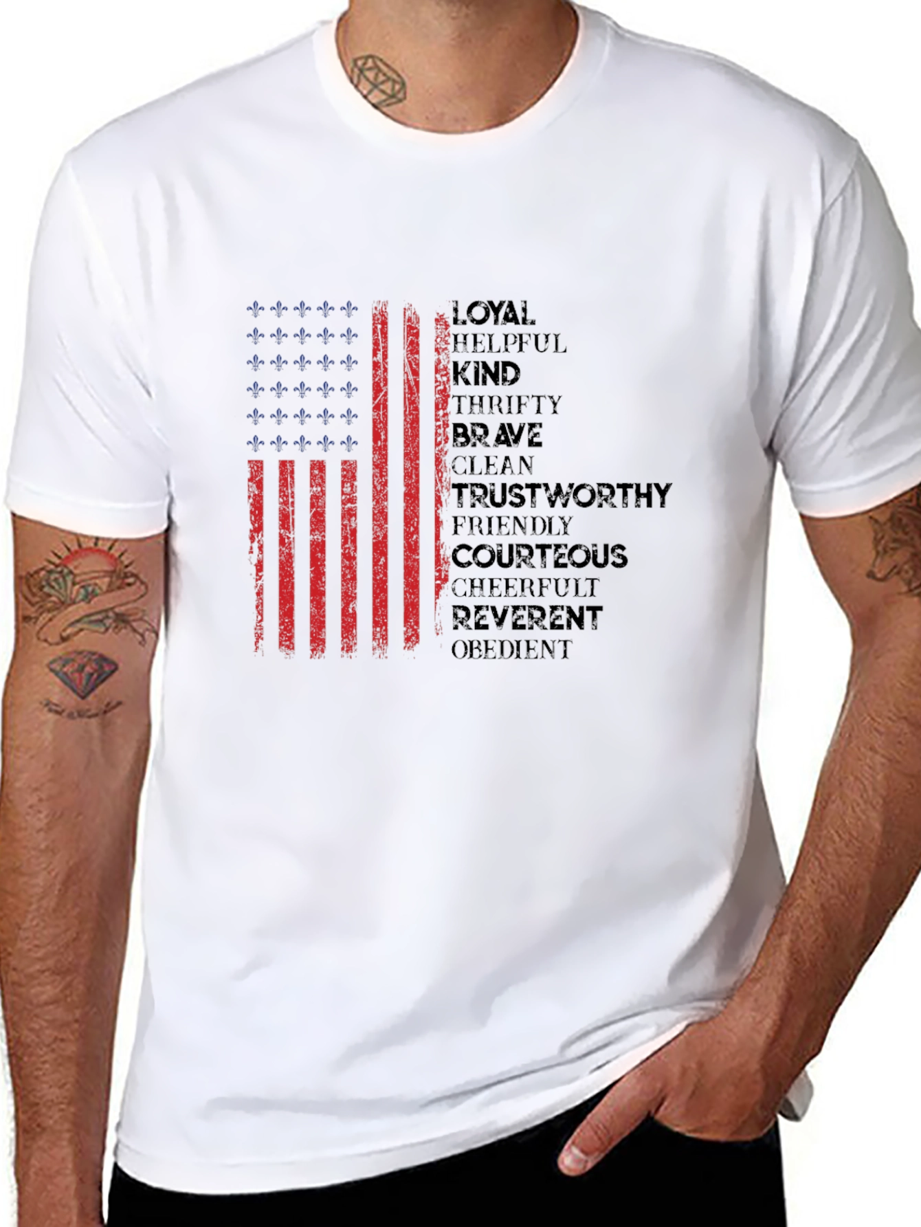 Patriotic Values Flag Graphic T-Shirt