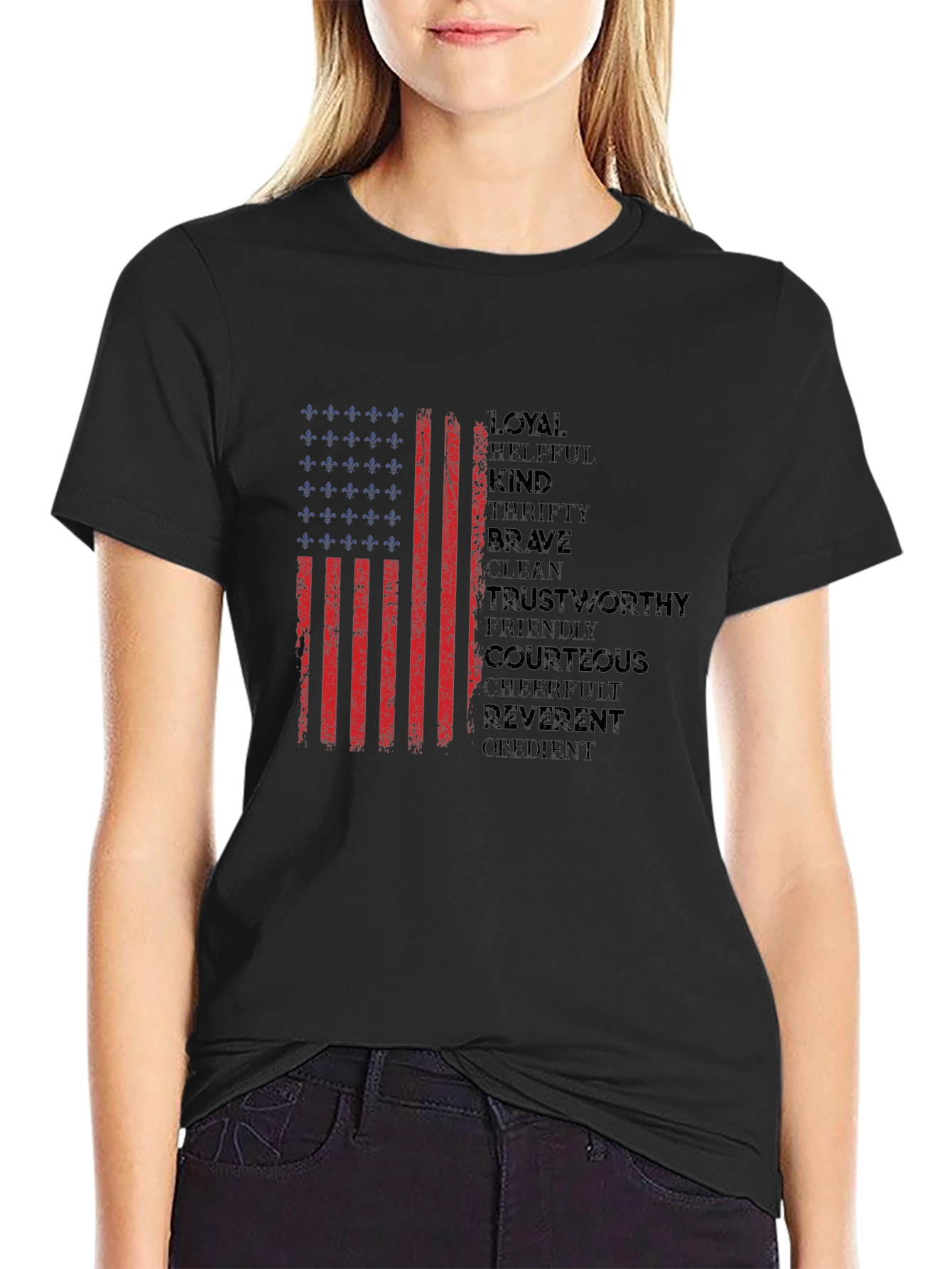 Patriotic Values Flag Graphic T-Shirt