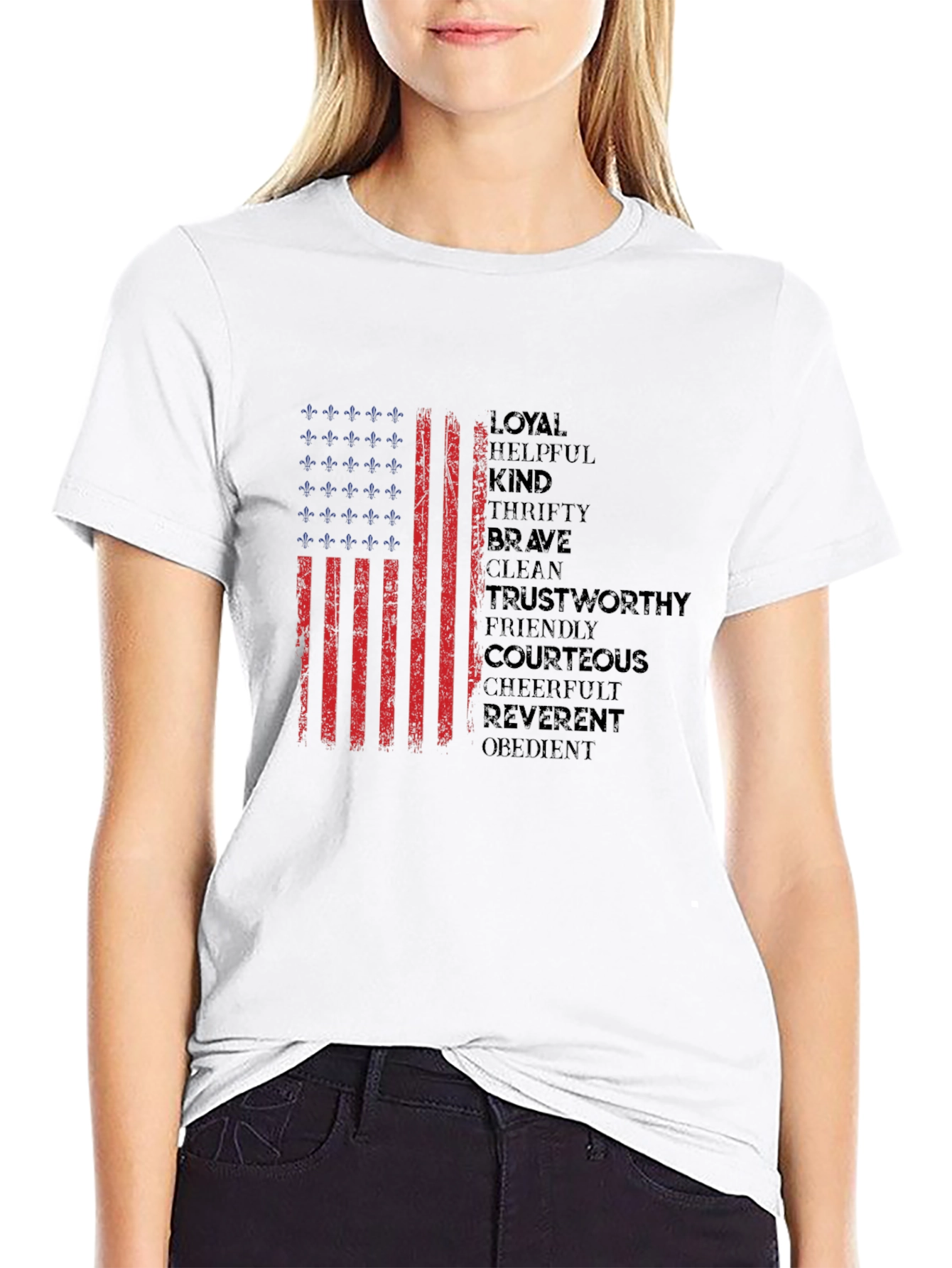 Patriotic Values Flag Graphic T-Shirt