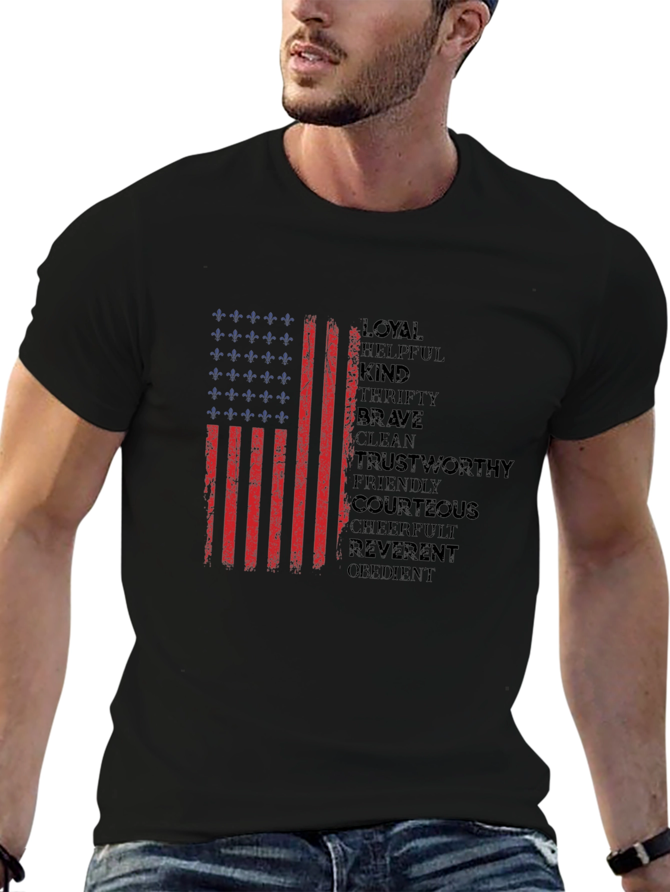 Patriotic Values Flag Graphic T-Shirt
