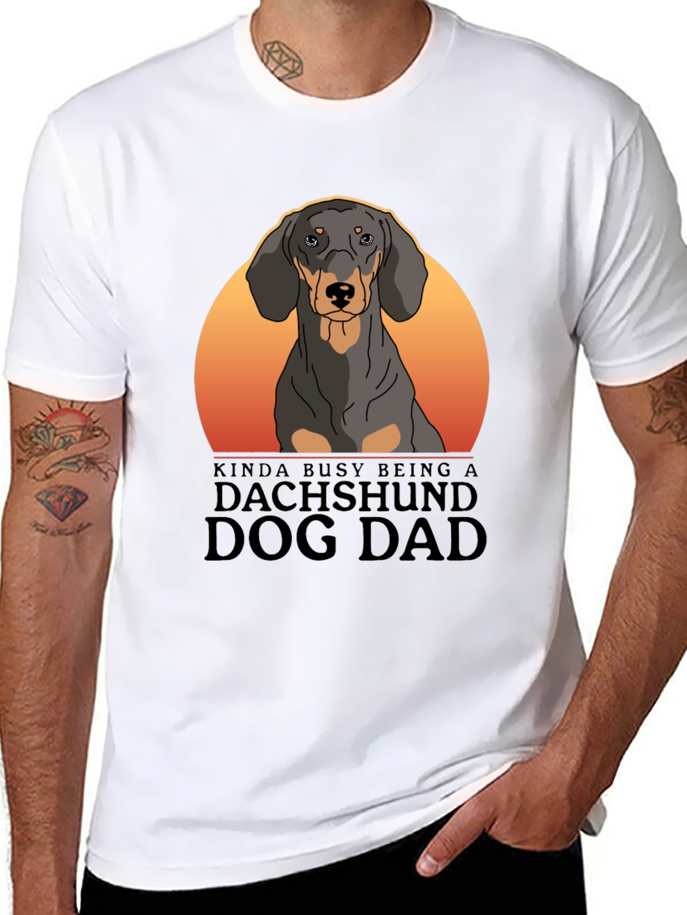 Dachshund Dog Dad T-Shirt - Black Cotton Tee