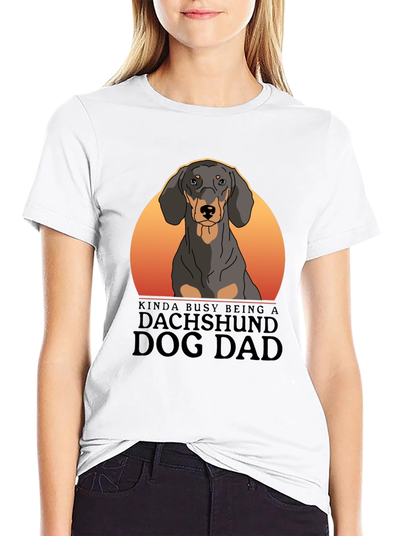 Dachshund Dog Dad T-Shirt - Black Cotton Tee