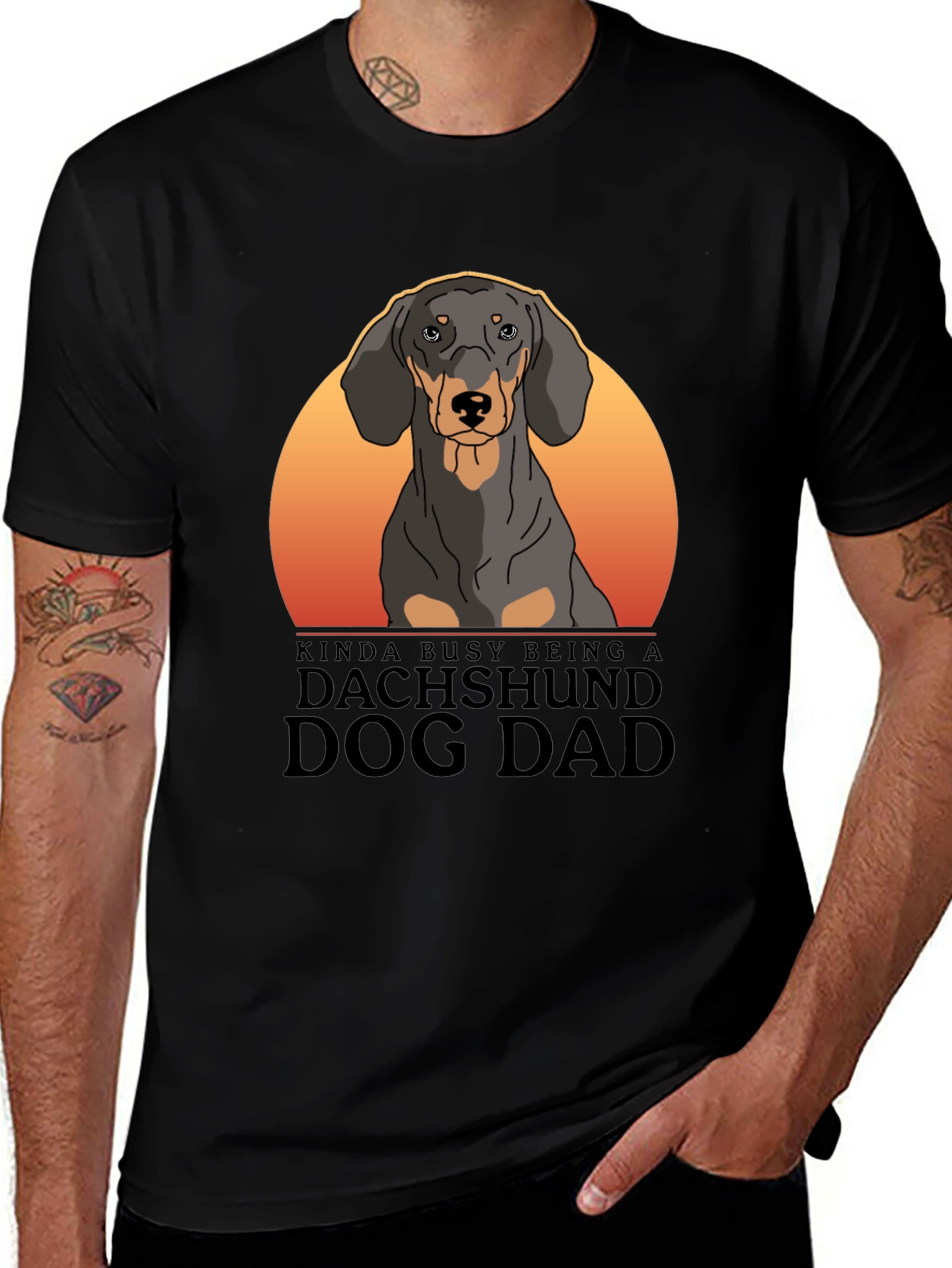 Dachshund Dog Dad T-Shirt - Black Cotton Tee