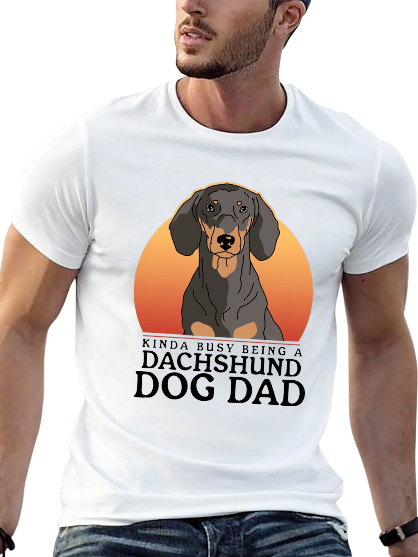 Dachshund Dog Dad T-Shirt - Black Cotton Tee