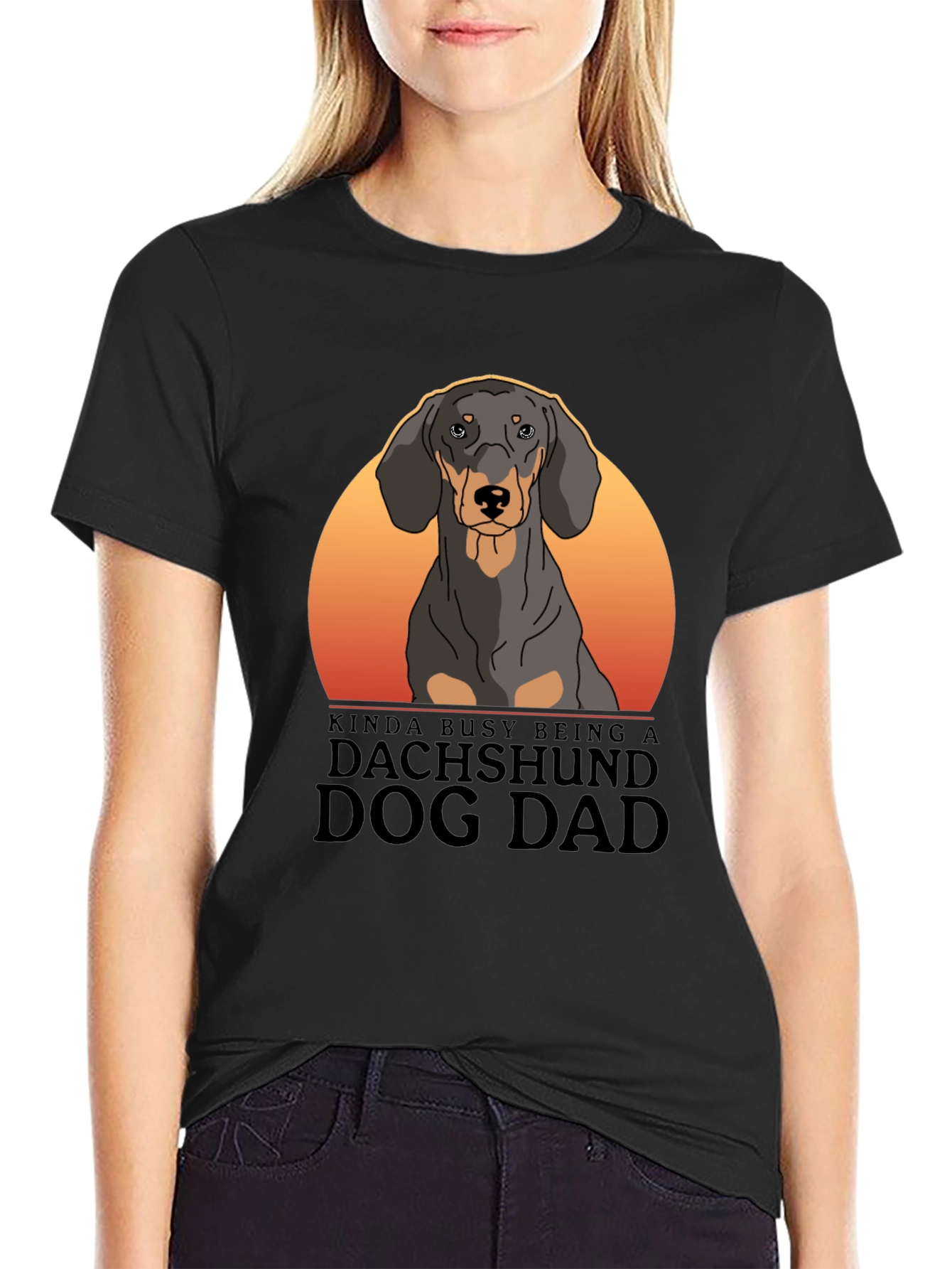 Dachshund Dog Dad T-Shirt - Black Cotton Tee