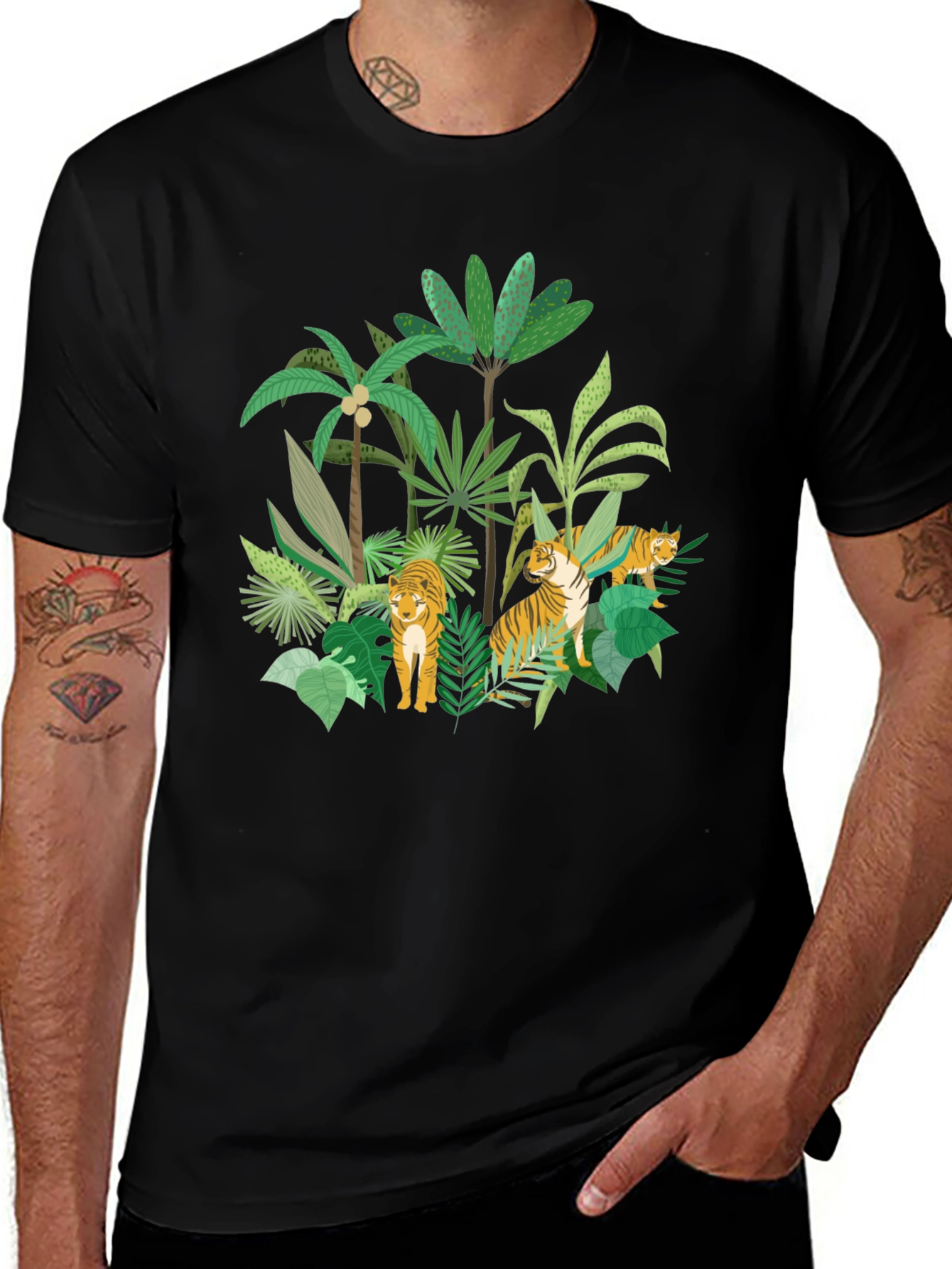 Jungle Tiger Graphic Tee - Black