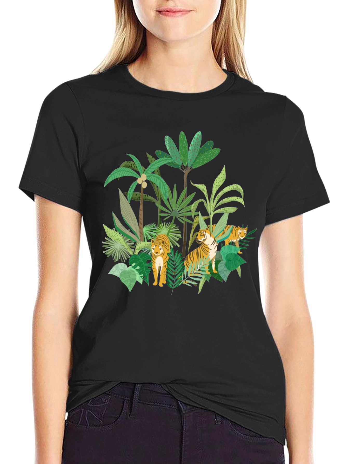 Jungle Tiger Graphic Tee - Black