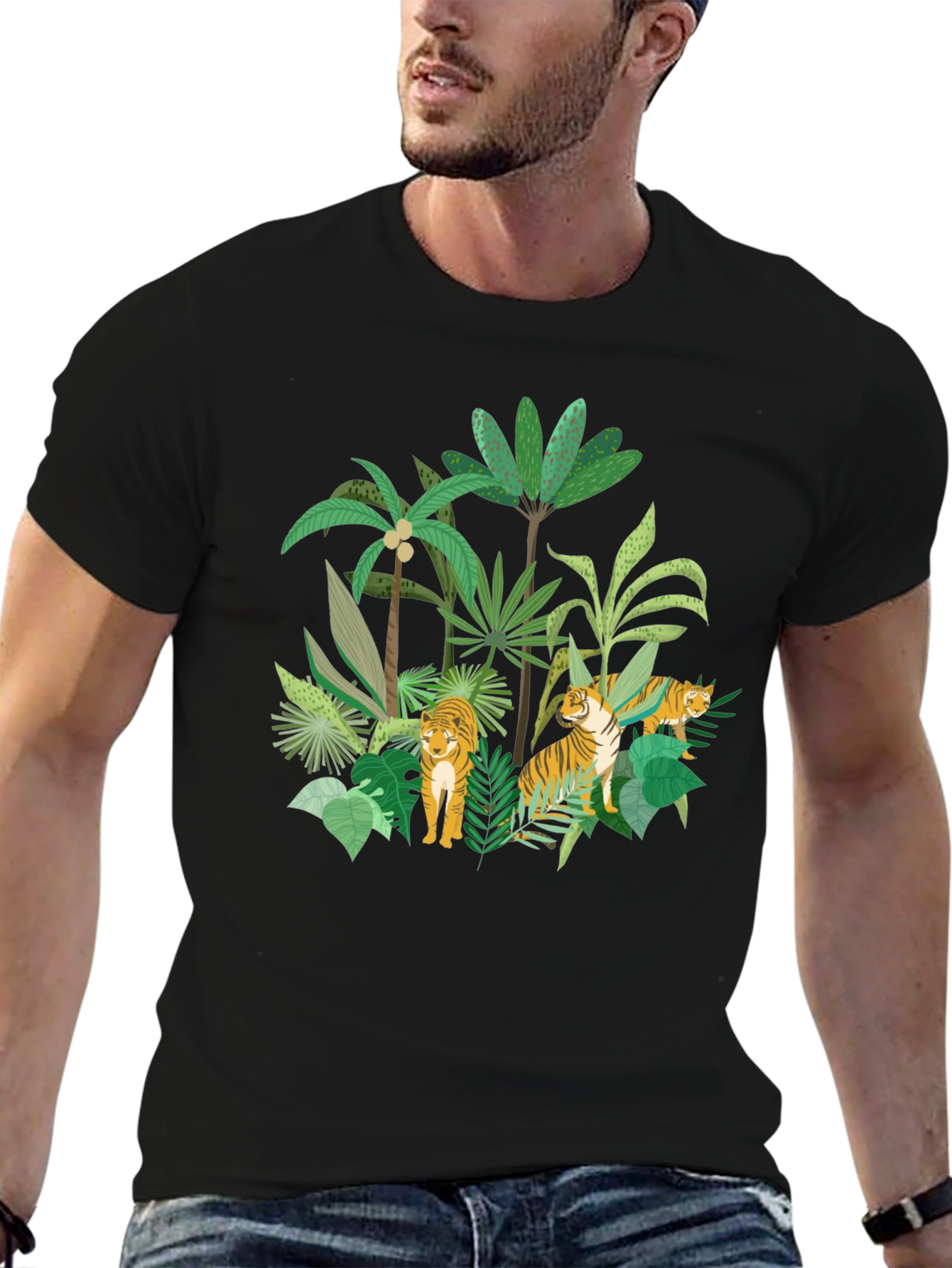 Jungle Tiger Graphic Tee - Black