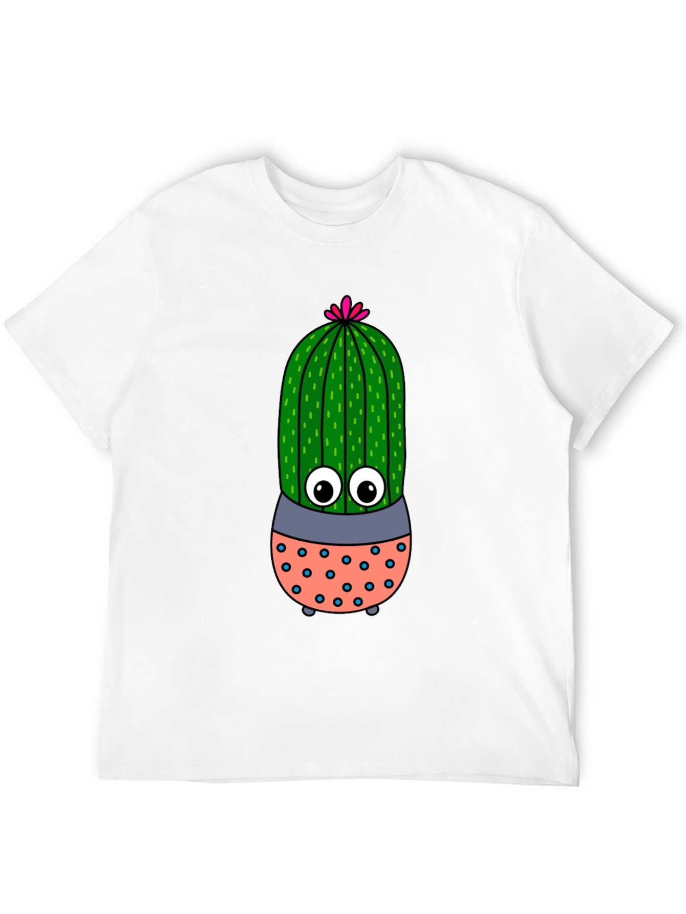 Cute Cartoon Cactus Black T-Shirt