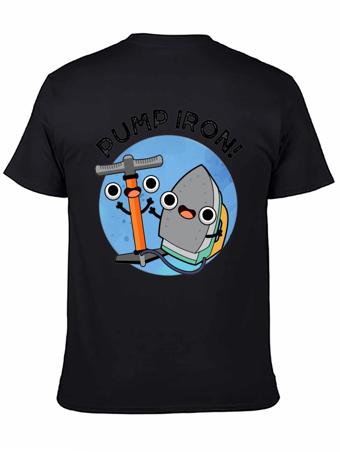 Pump Iron Cartoon Graphic Tee - Black