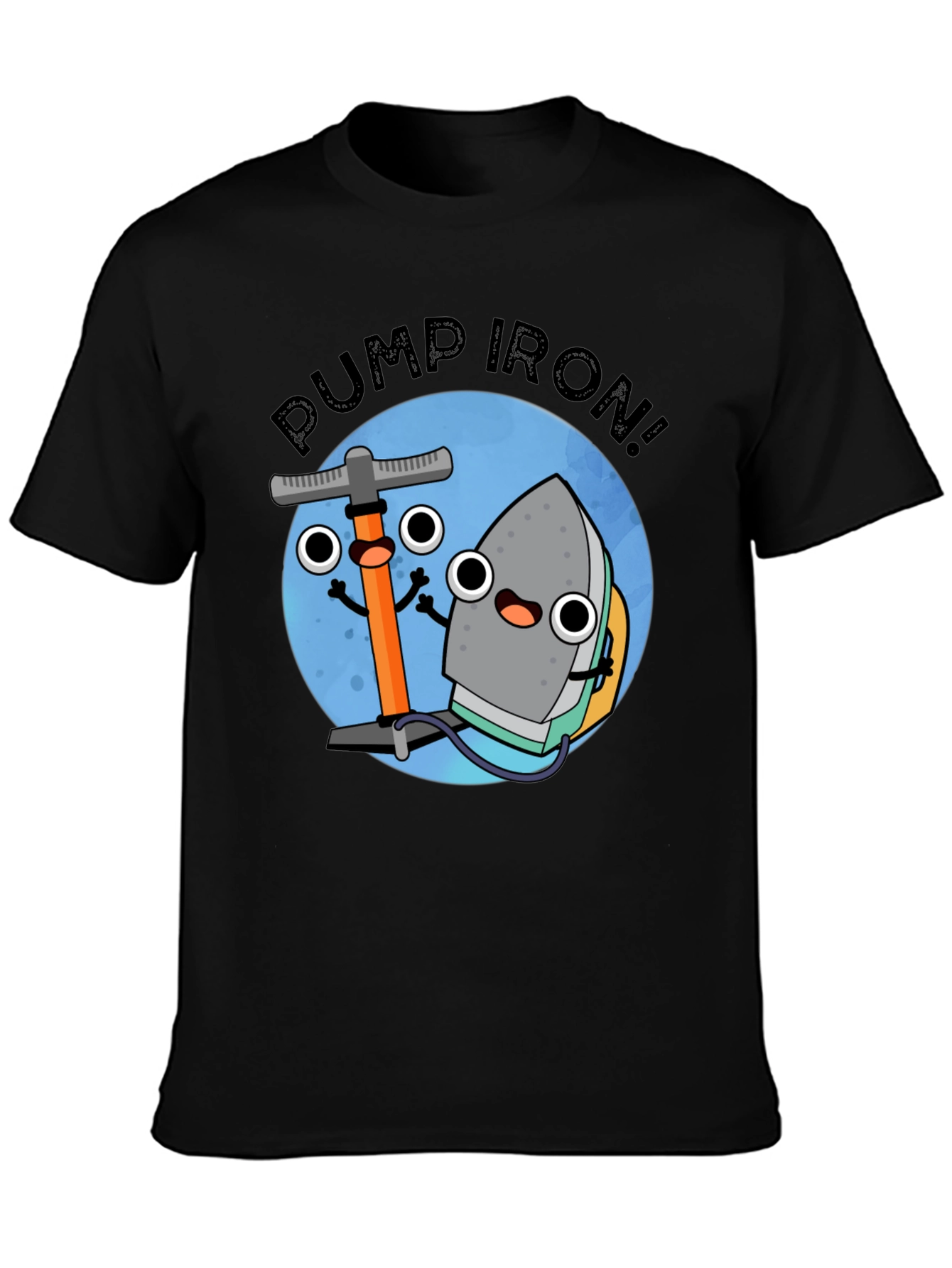 Pump Iron Cartoon Graphic Tee - Black