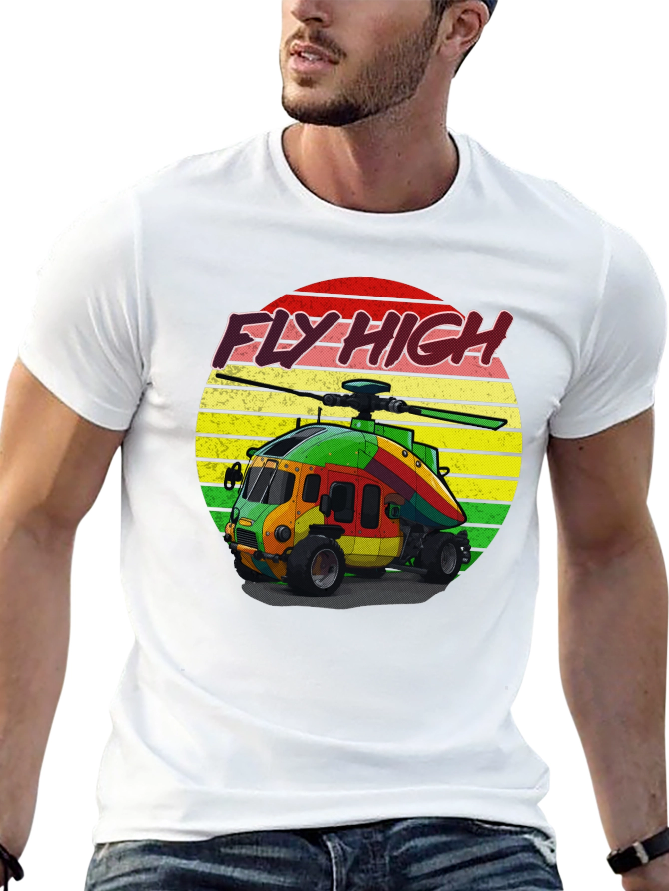 Fly High Helicopter Graphic Tee - Black