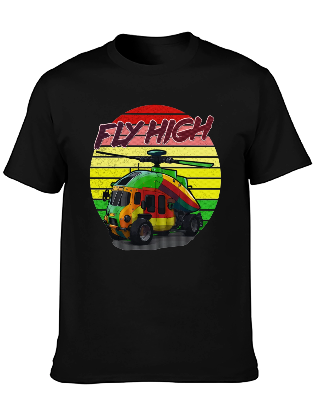 Fly High Helicopter Graphic Tee - Black
