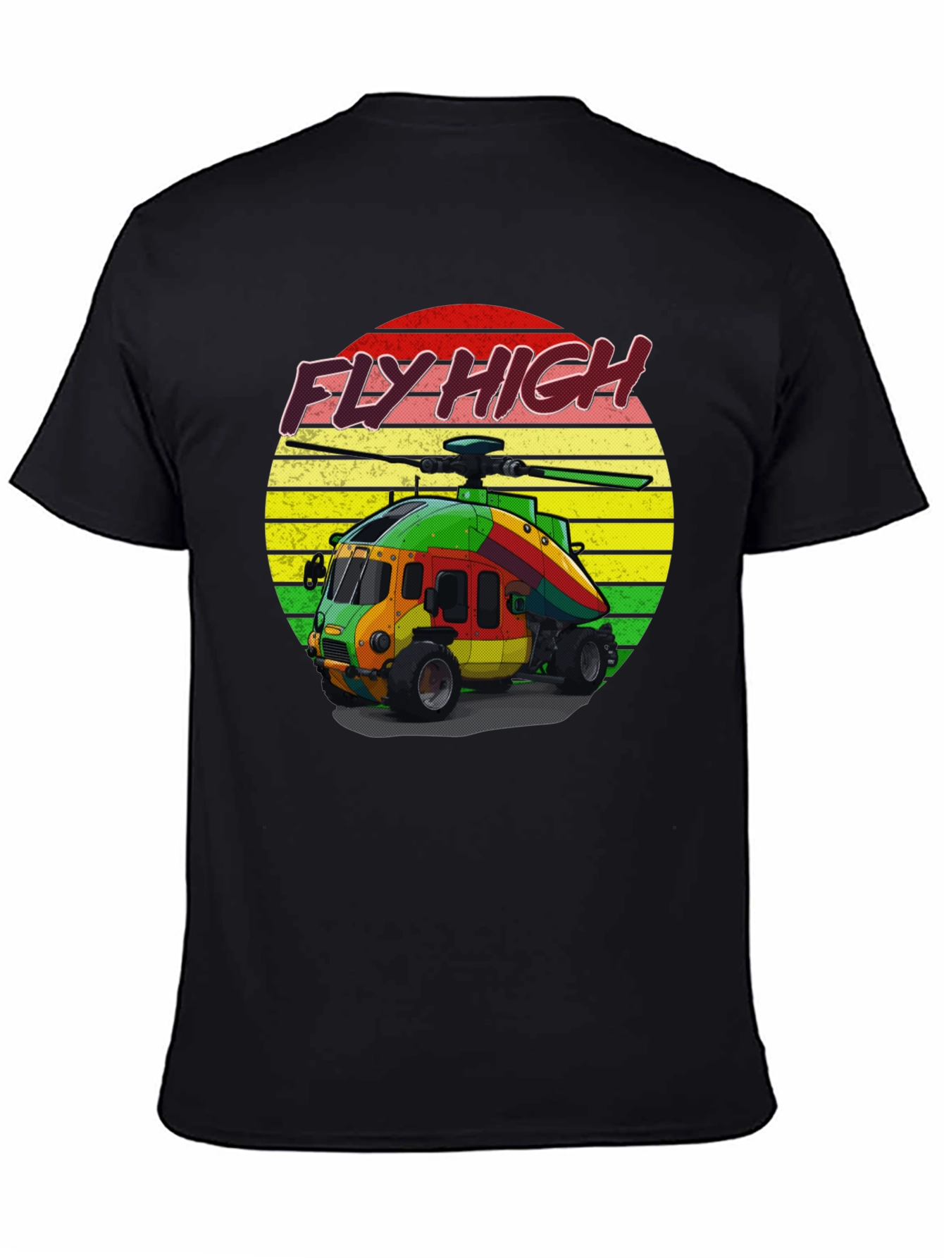 Fly High Helicopter Graphic Tee - Black