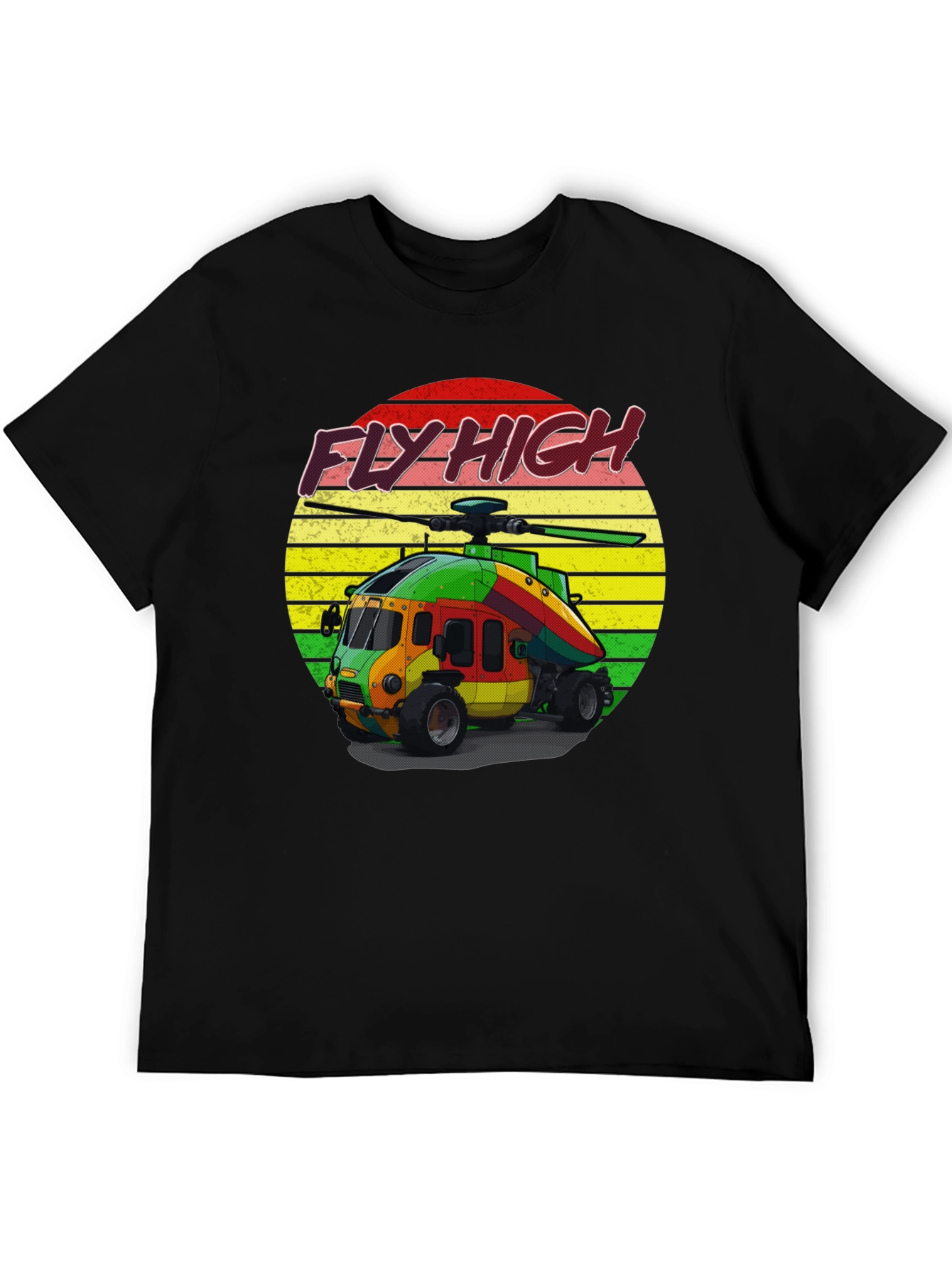 Fly High Helicopter Graphic Tee - Black