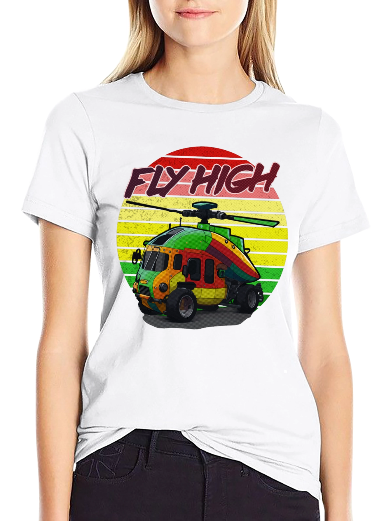 Fly High Helicopter Graphic Tee - Black