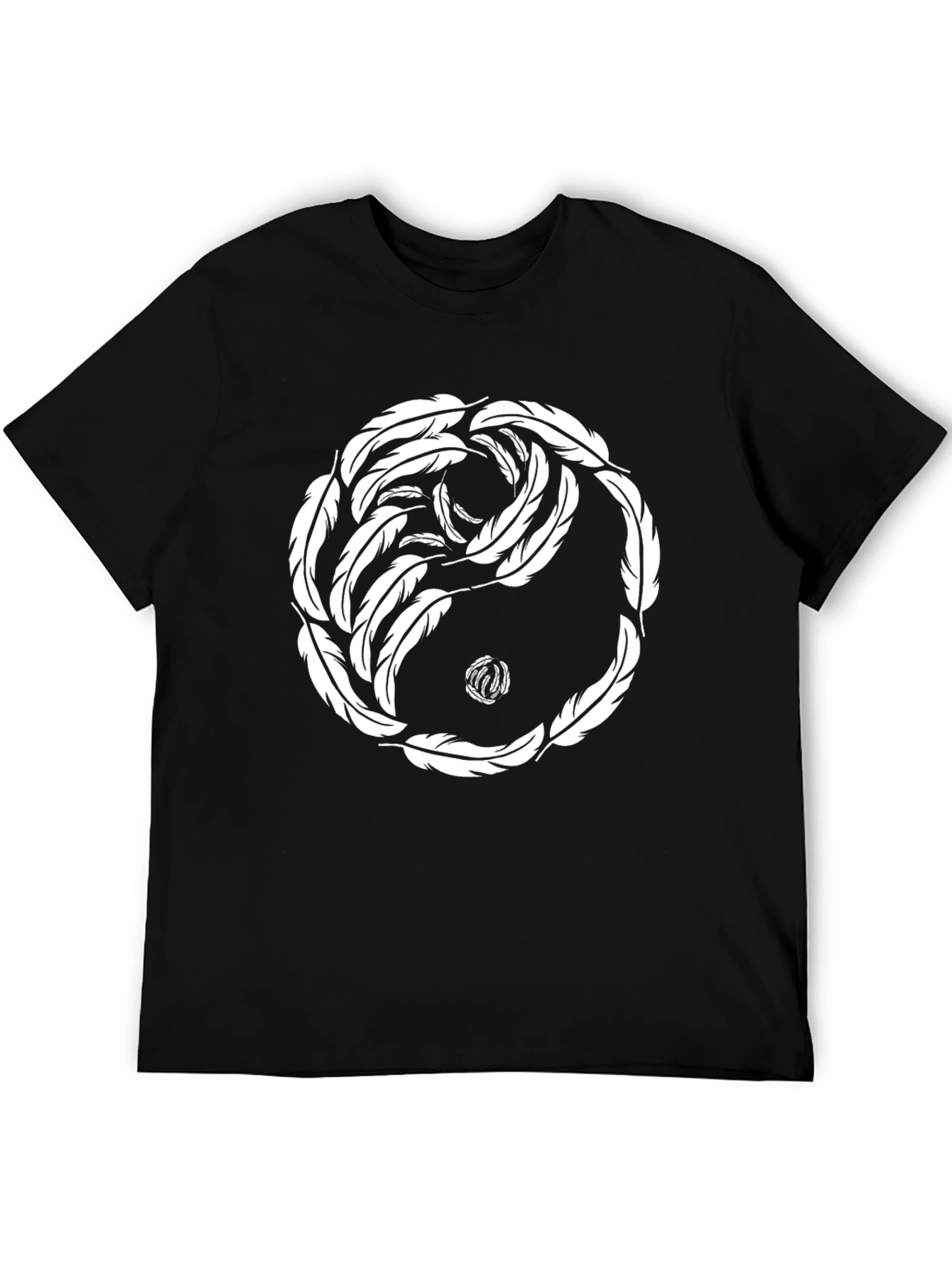 Yin Yang Feather T-Shirt - Black