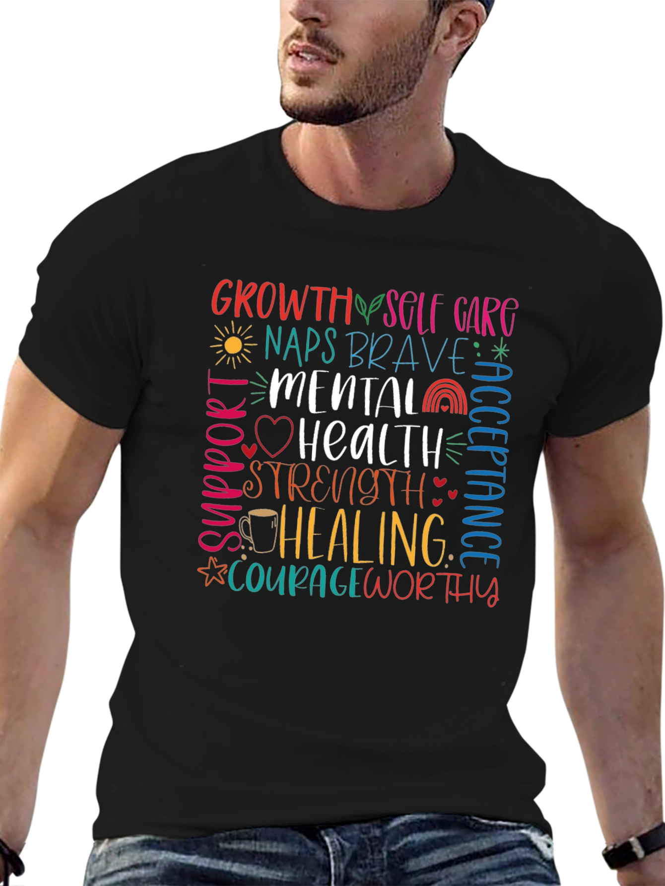 Mental Health Awareness Graphic Tee - Black