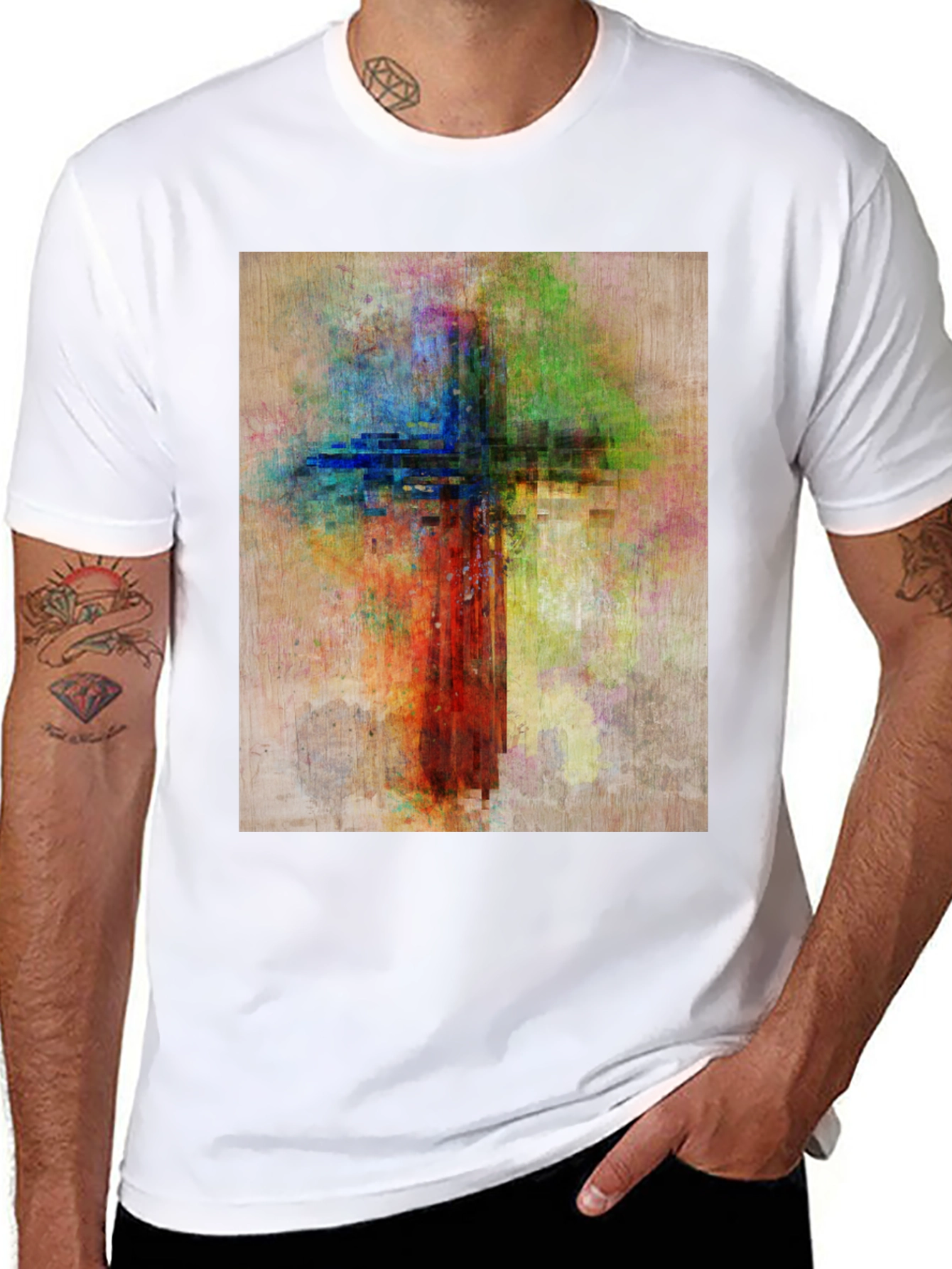Abstract Christian Cross Graphic Tee