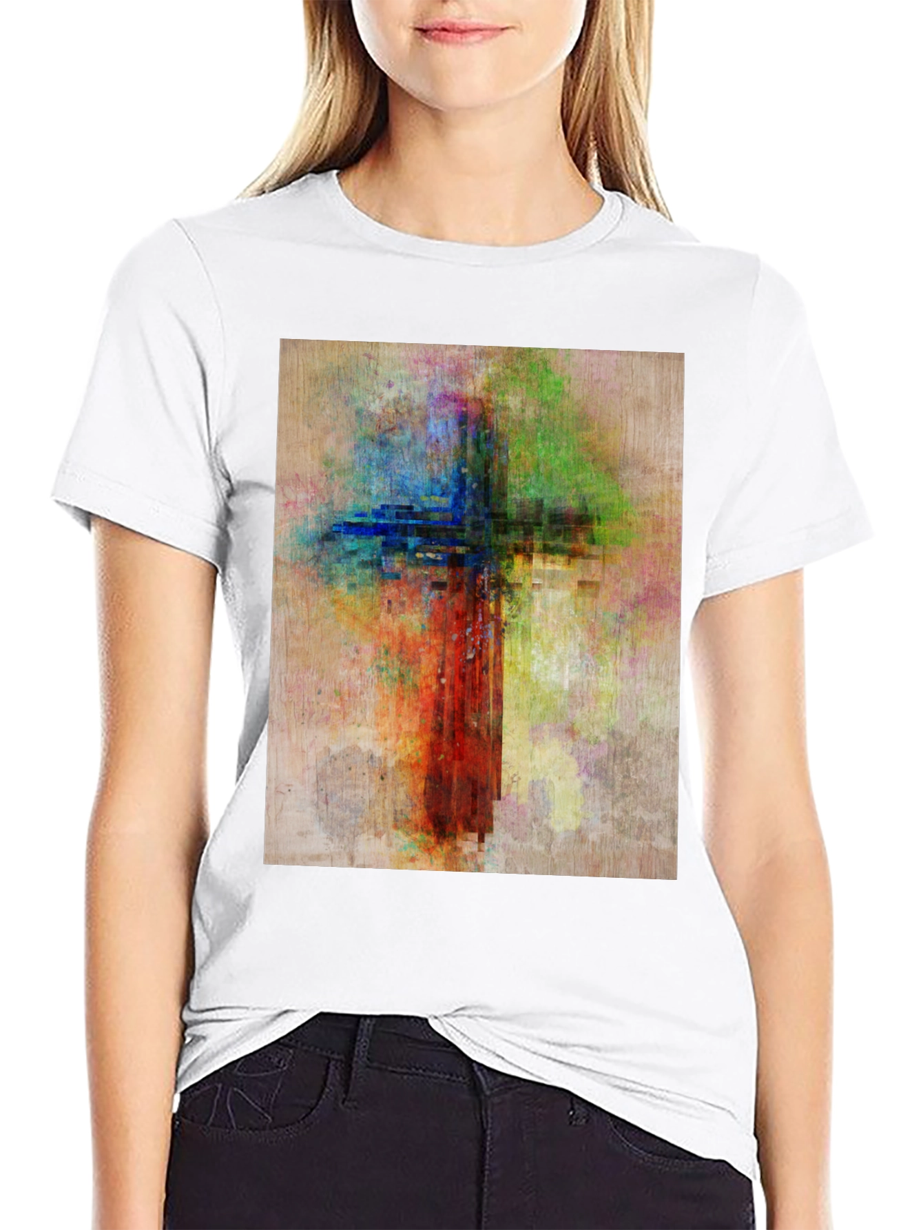 Abstract Christian Cross Graphic Tee