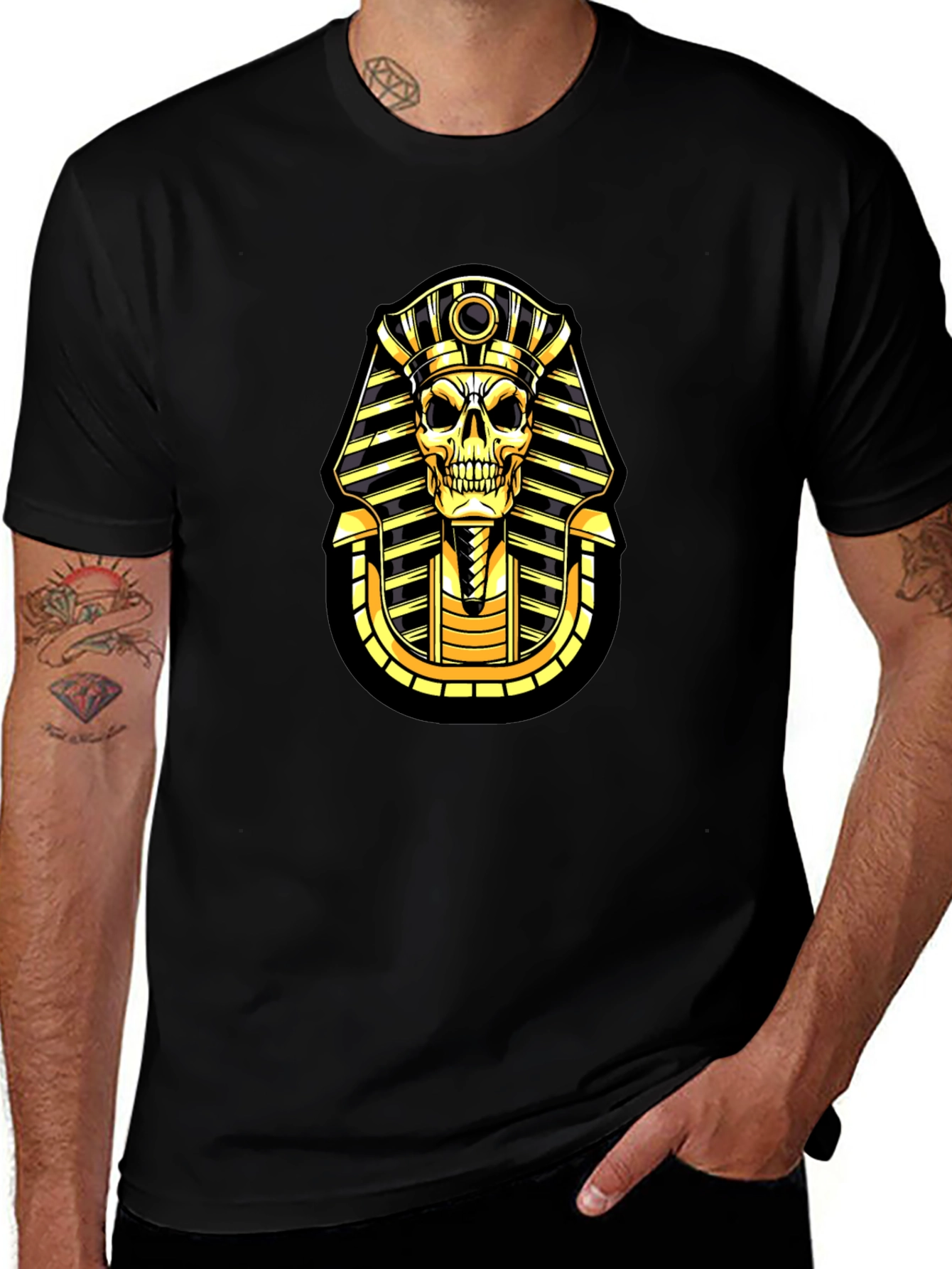 Pharaoh Skull Graphic T-Shirt - Black