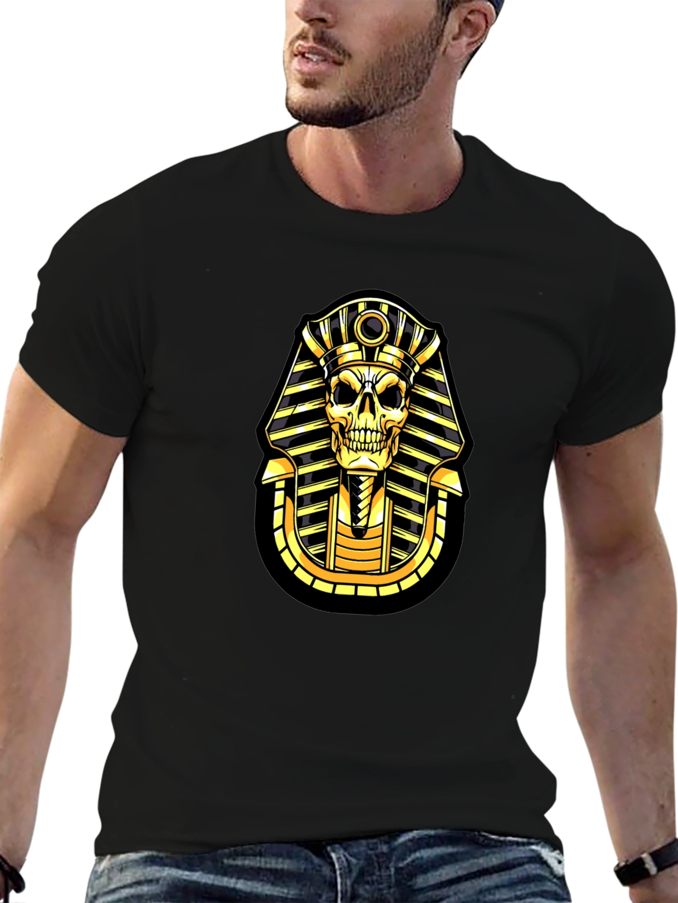 Pharaoh Skull Graphic T-Shirt - Black