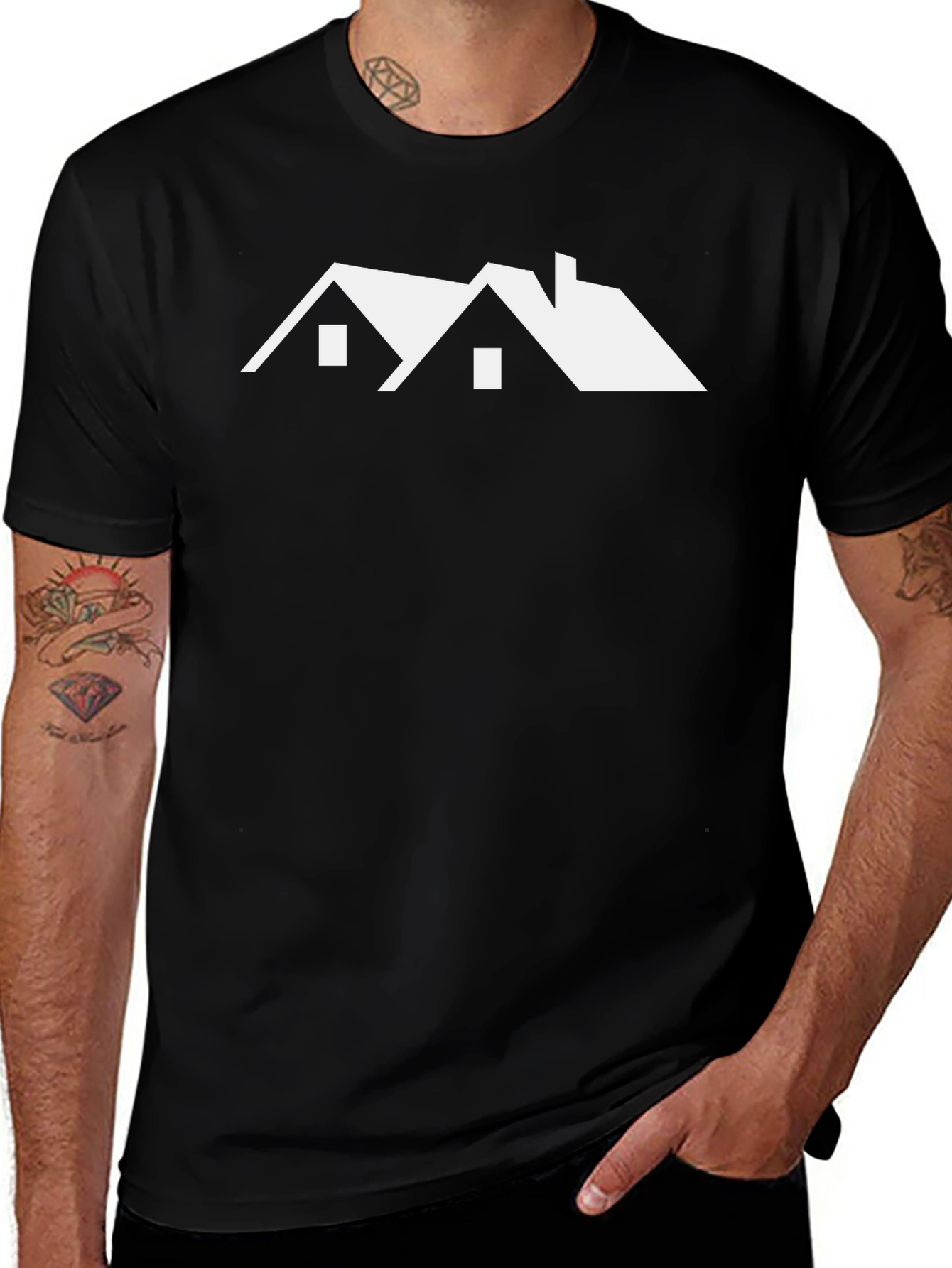 Modern House Graphic Tee - Black Short Sleeve