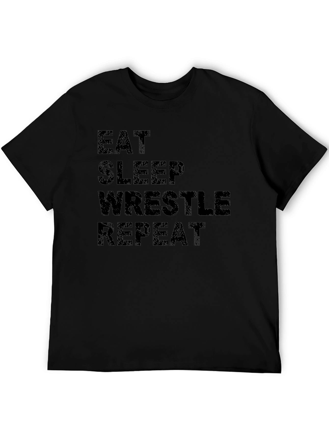 Eat Sleep Wrestle Repeat Black T-Shirt