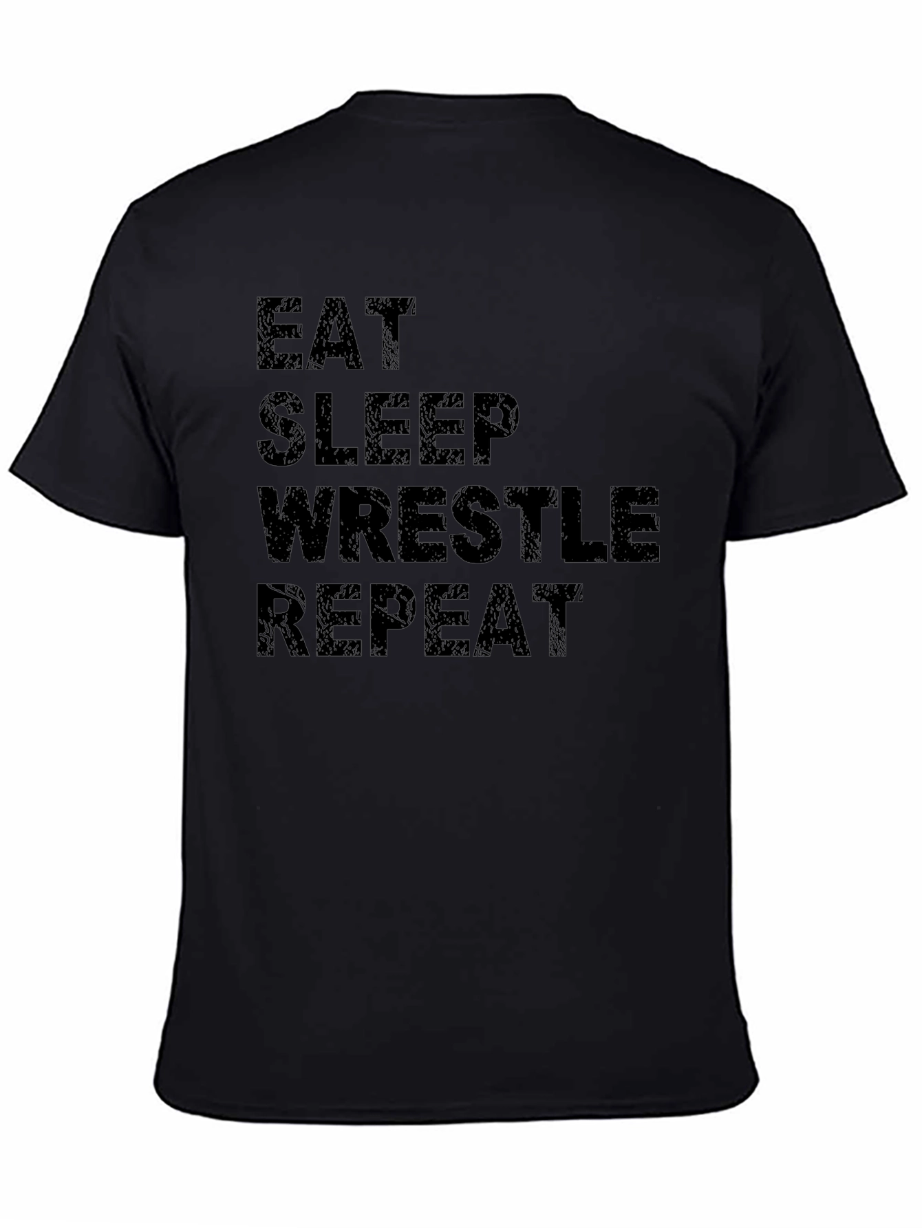 Eat Sleep Wrestle Repeat Black T-Shirt