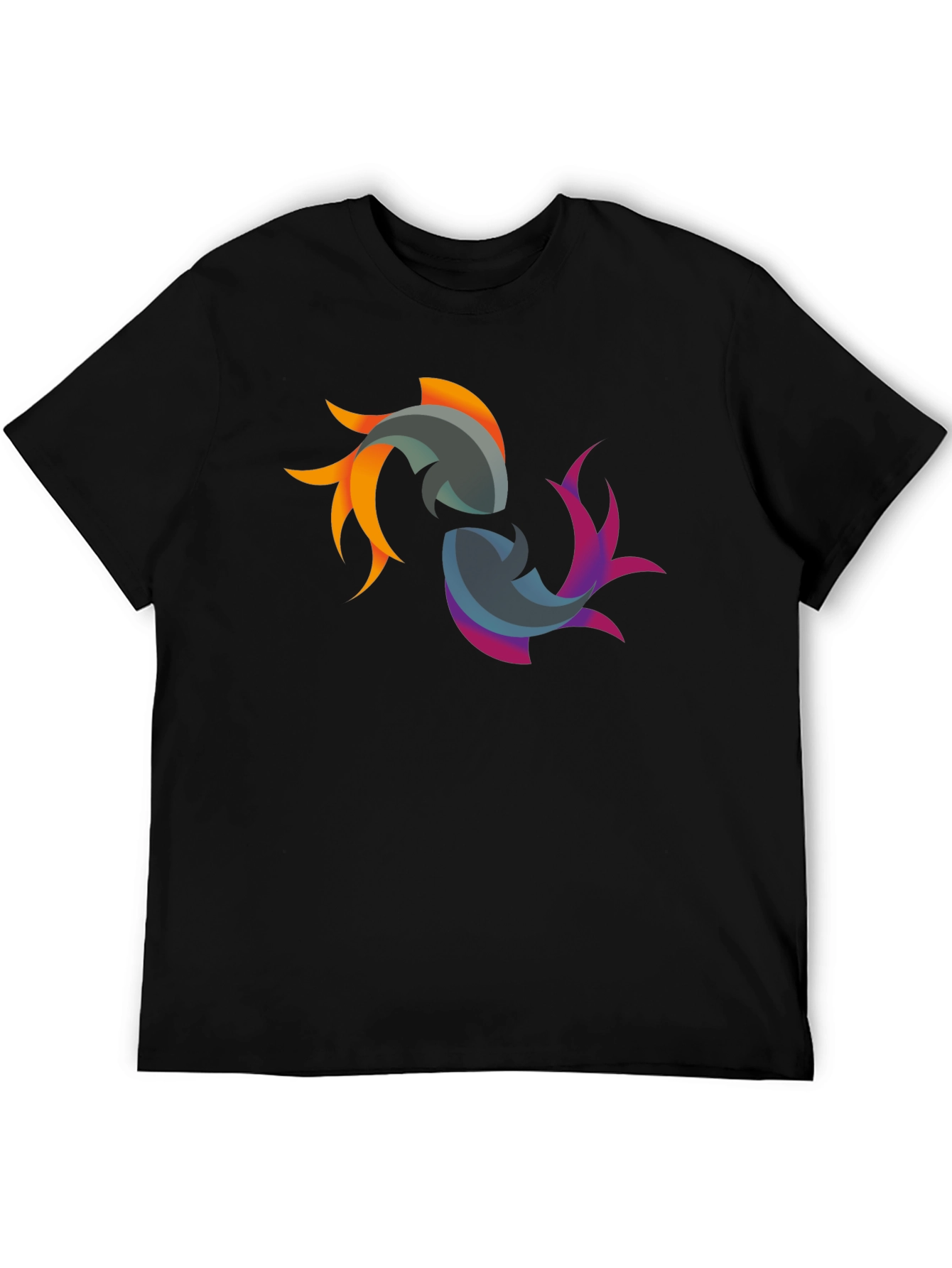 Yin Yang Koi Fish Graphic Black T-Shirt