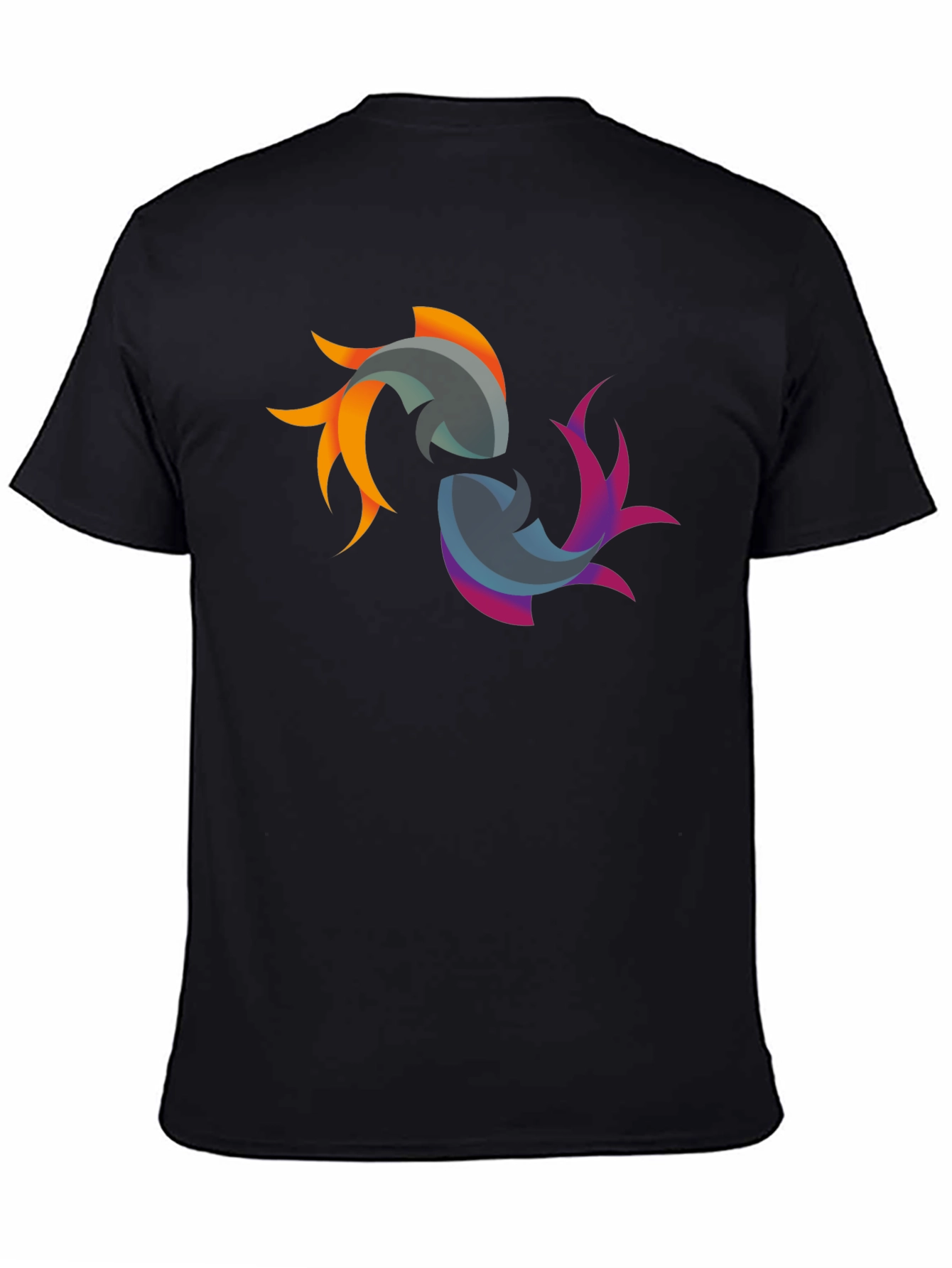 Yin Yang Koi Fish Graphic Black T-Shirt