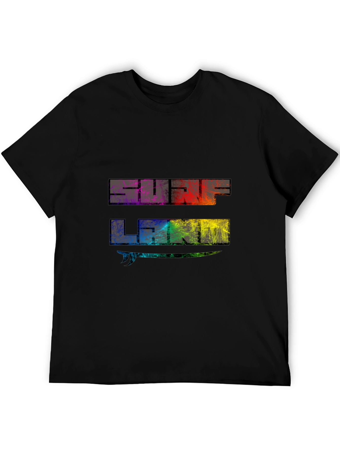 Surf Land Graphic Tee - Black Cotton Blend Shirt
