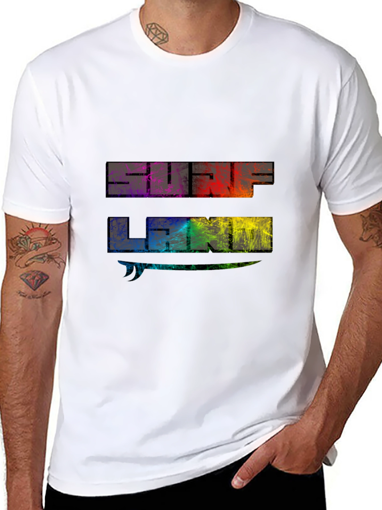 Surf Land Graphic Tee - Black Cotton Blend Shirt