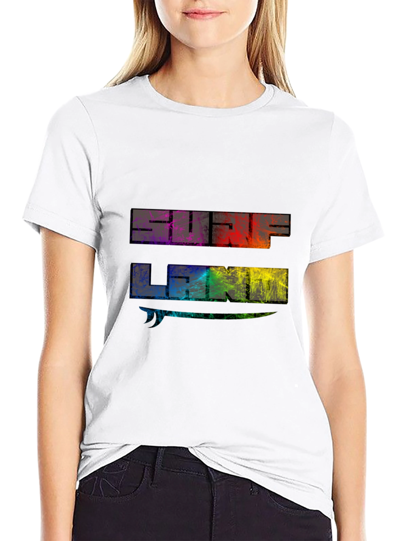 Surf Land Graphic Tee - Black Cotton Blend Shirt