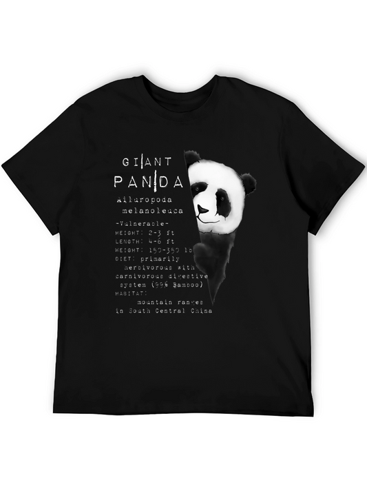 Giant Panda Graphic Print Black T-Shirt