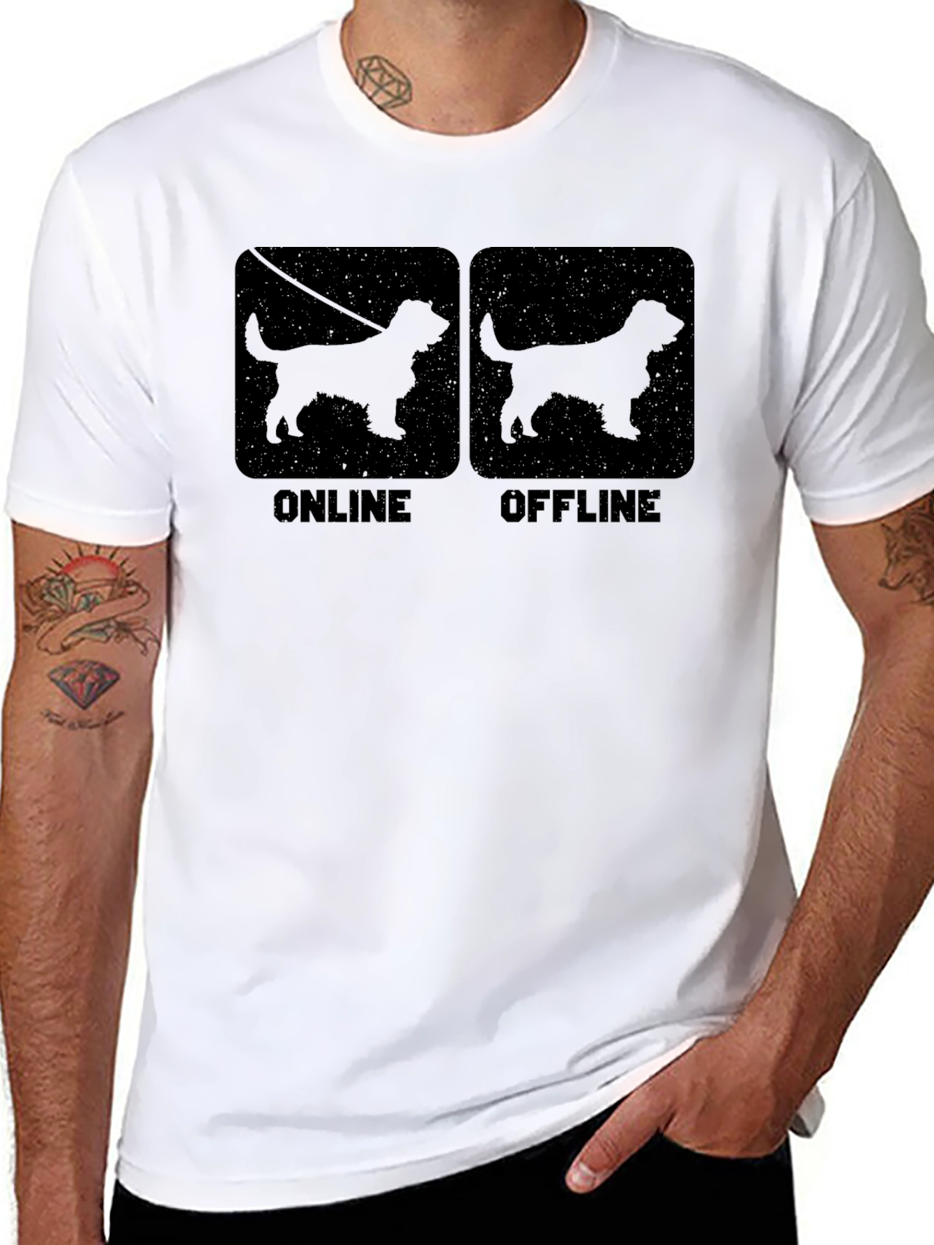 Dog Online Offline Graphic Tee - Black