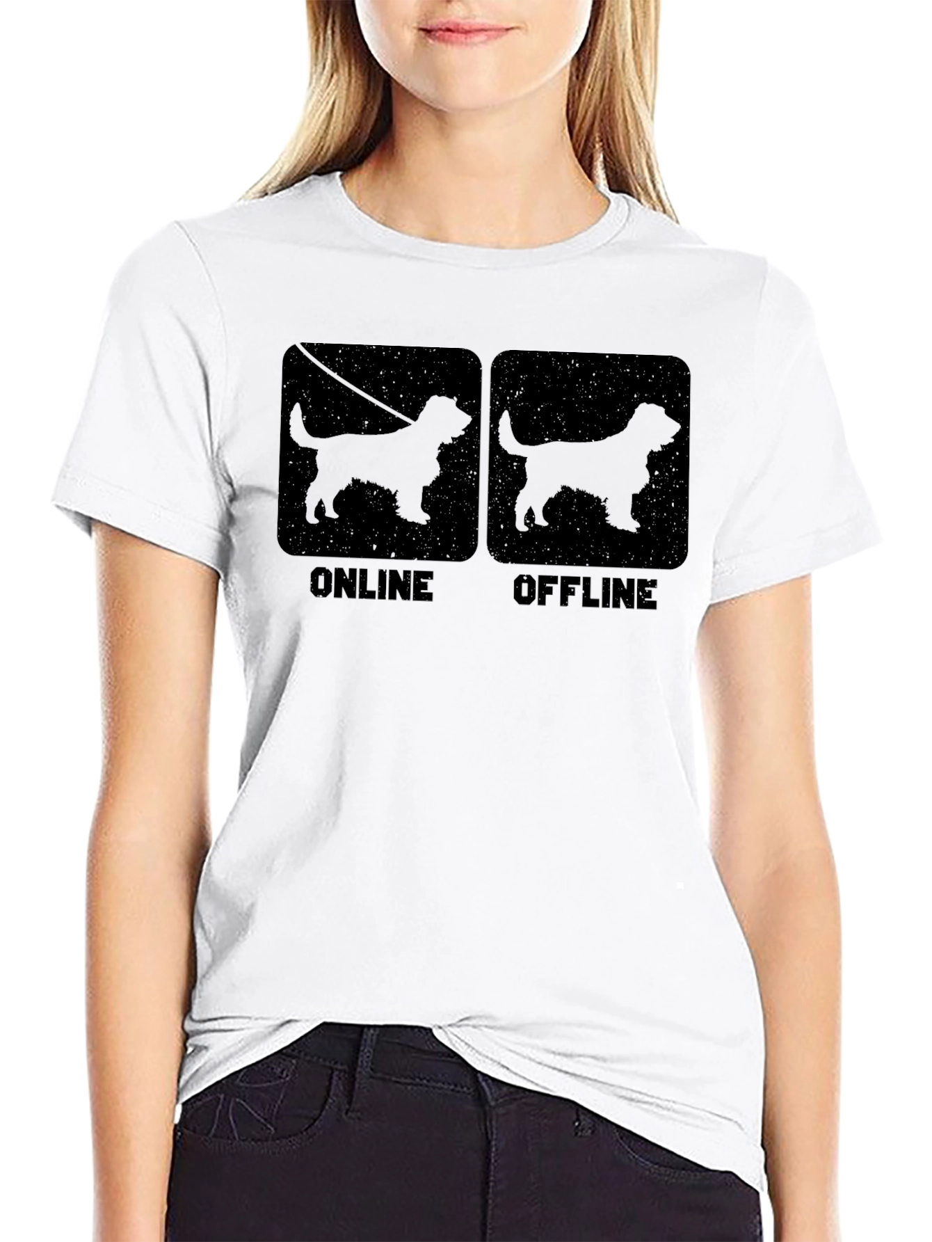 Dog Online Offline Graphic Tee - Black