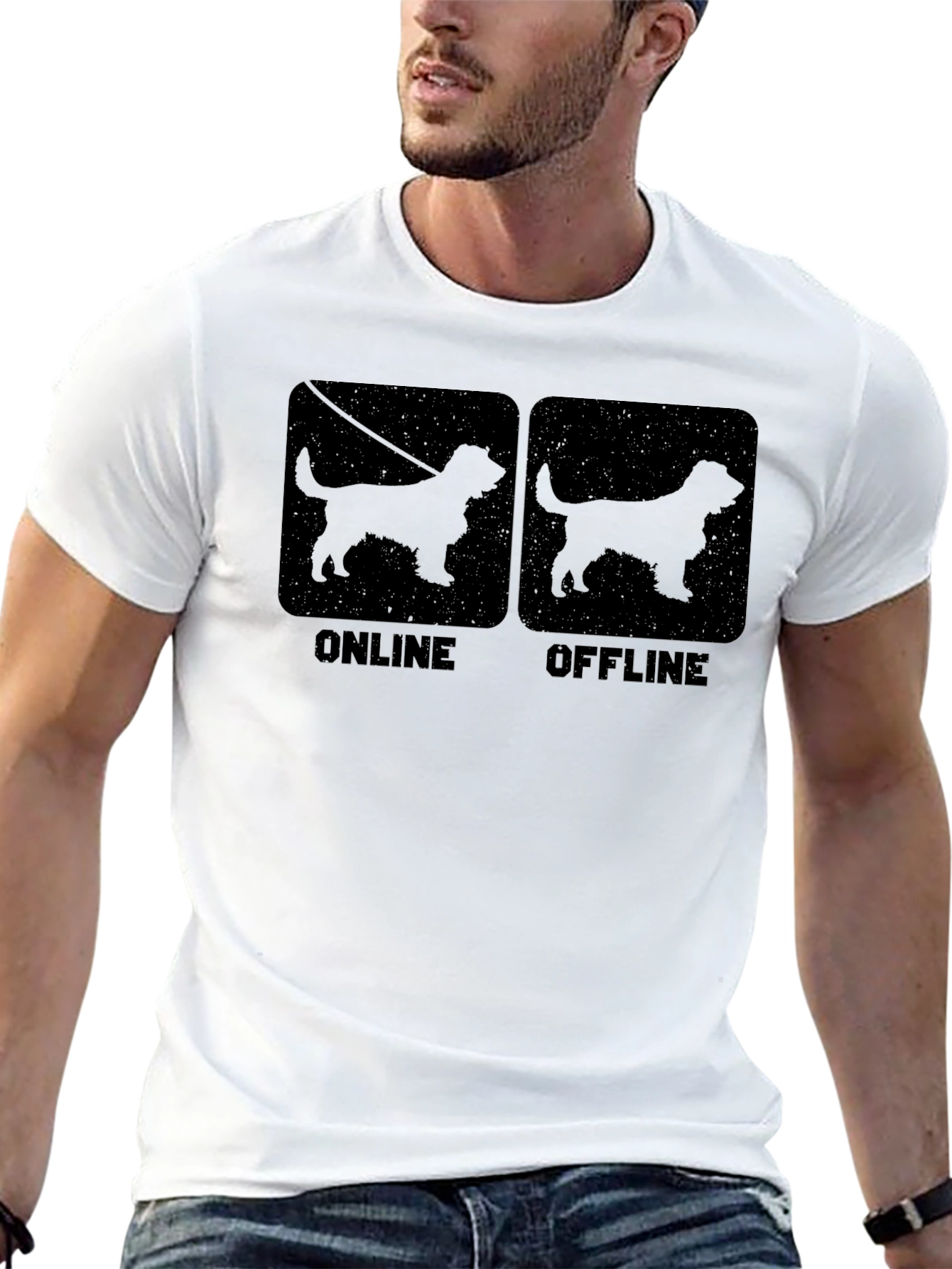 Dog Online Offline Graphic Tee - Black