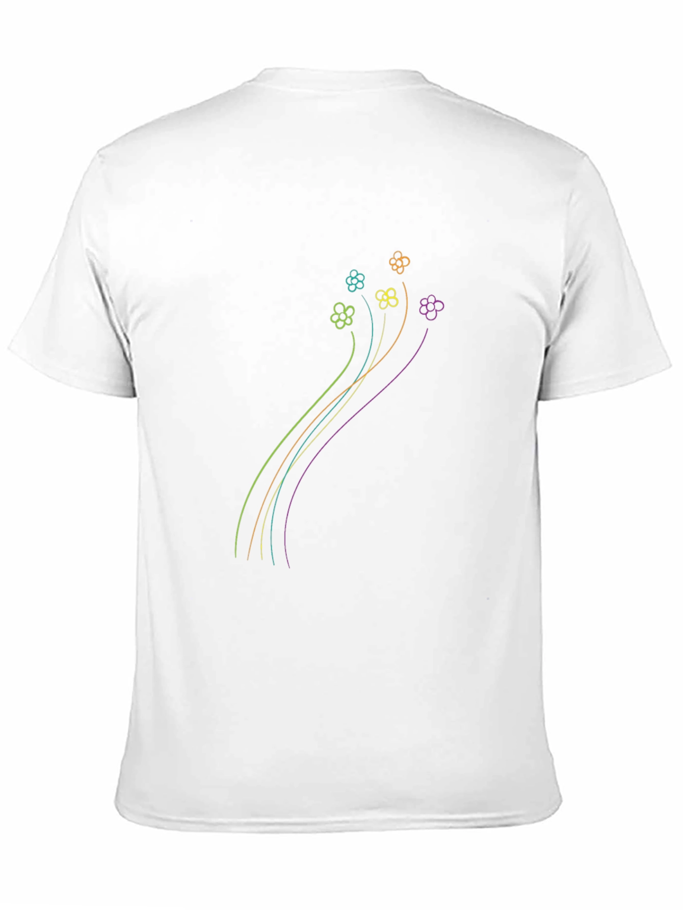 Floral Line Art Graphic Black T-Shirt